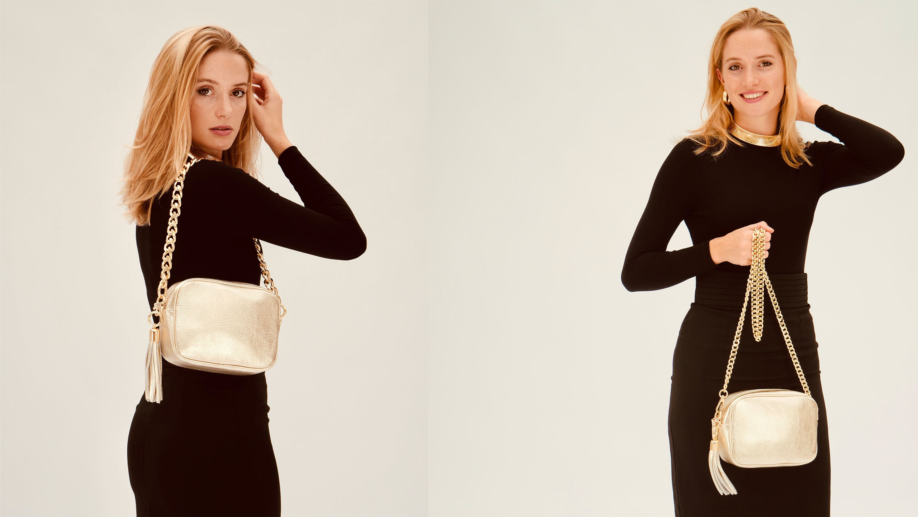 Gold Leather Tassel Bags