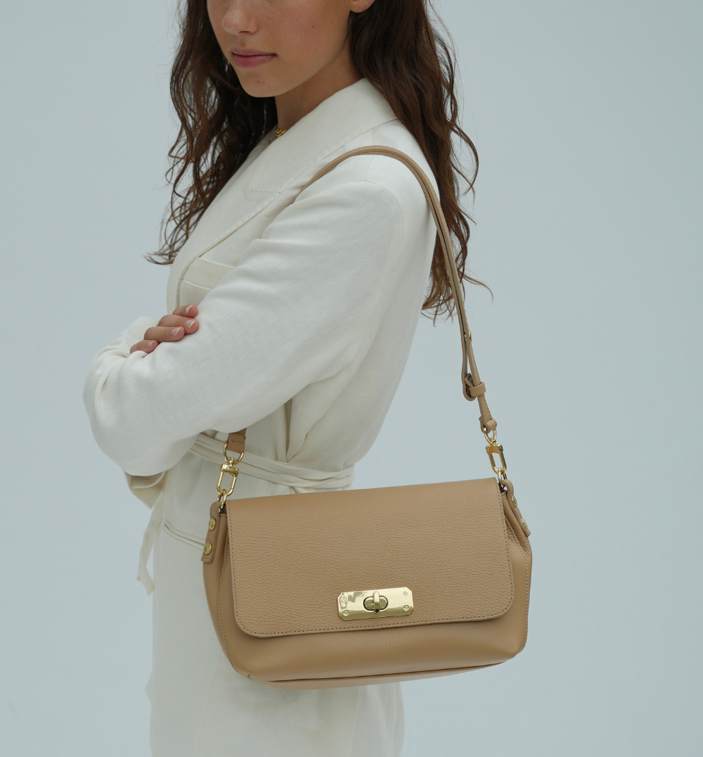 The Maisie Maxi Sand Leather Bag