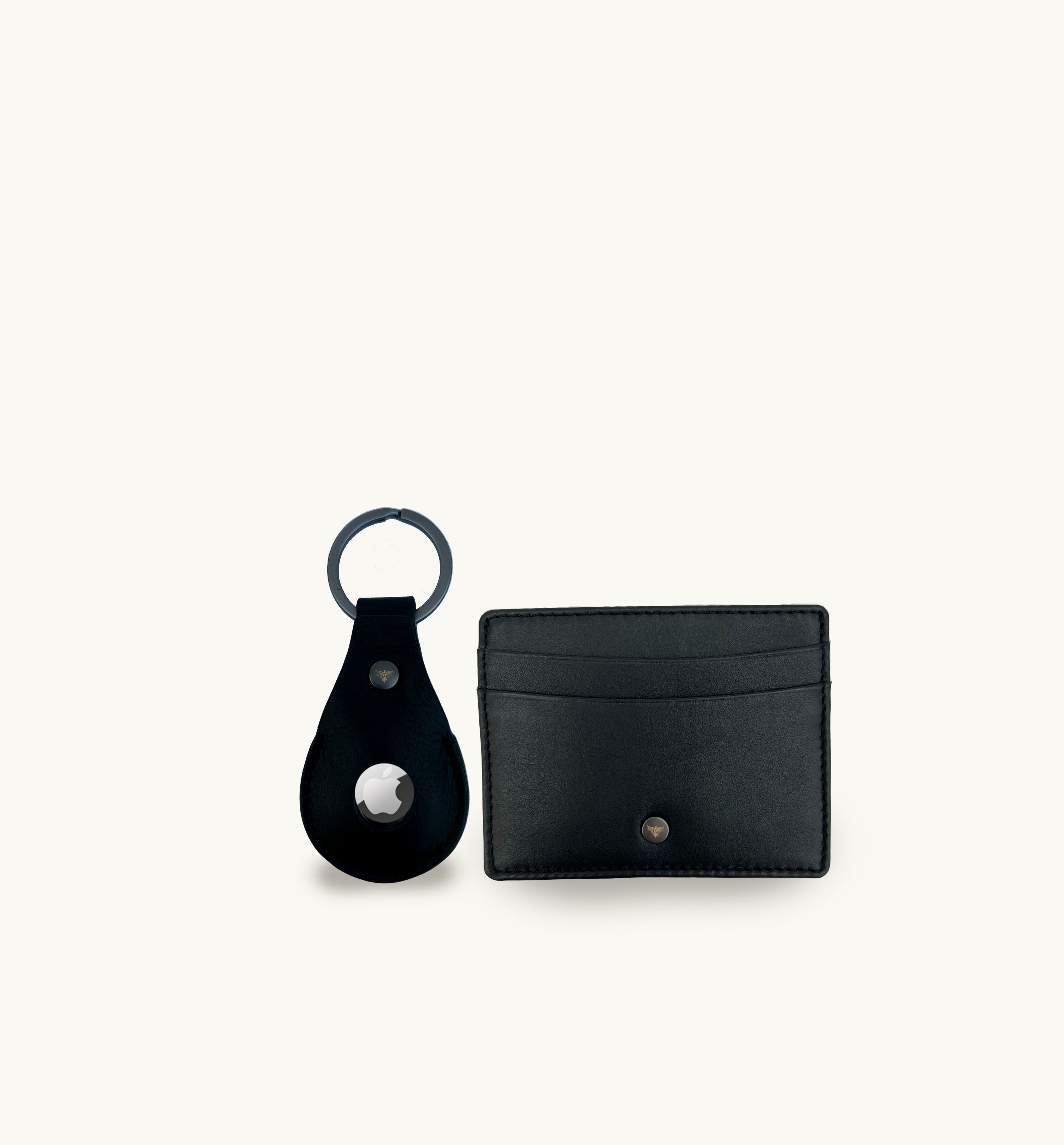 Black Leather AirTag and Cardholder Gift Set