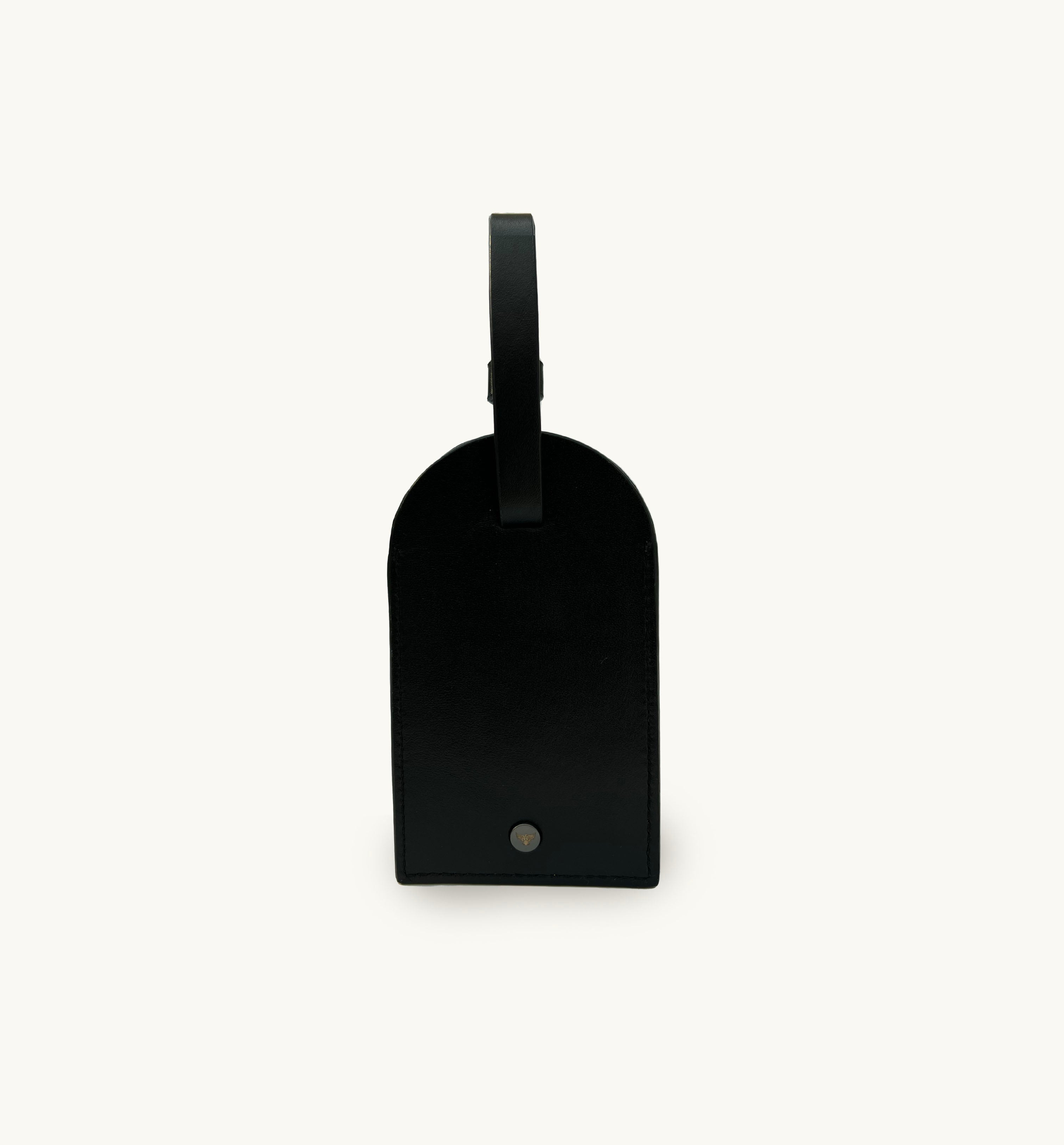 Black Leather Luggage Tag and Orange Loop Keyring Gift Set