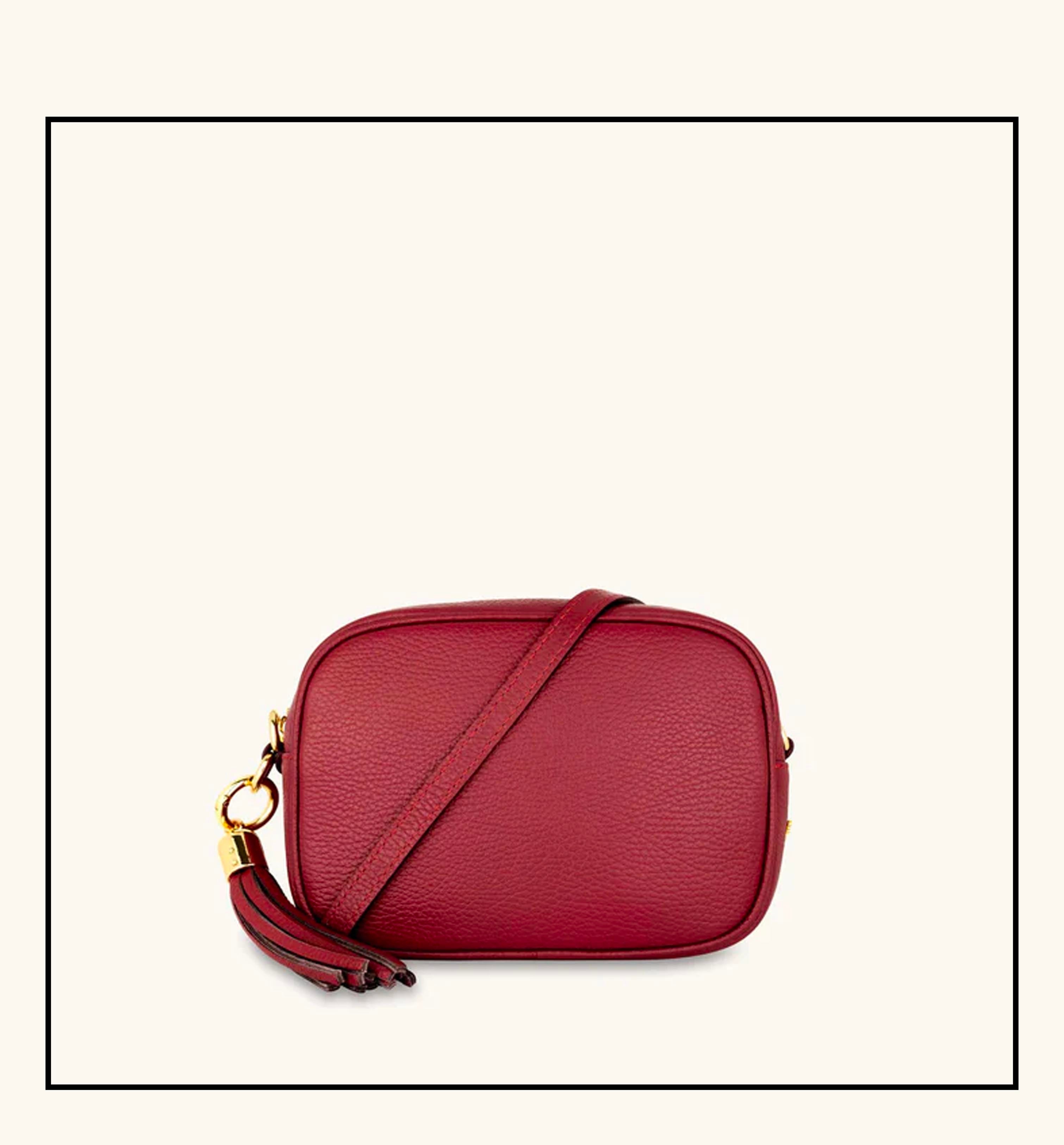 The Tassel Cherry Red Leather Crossbody Bag