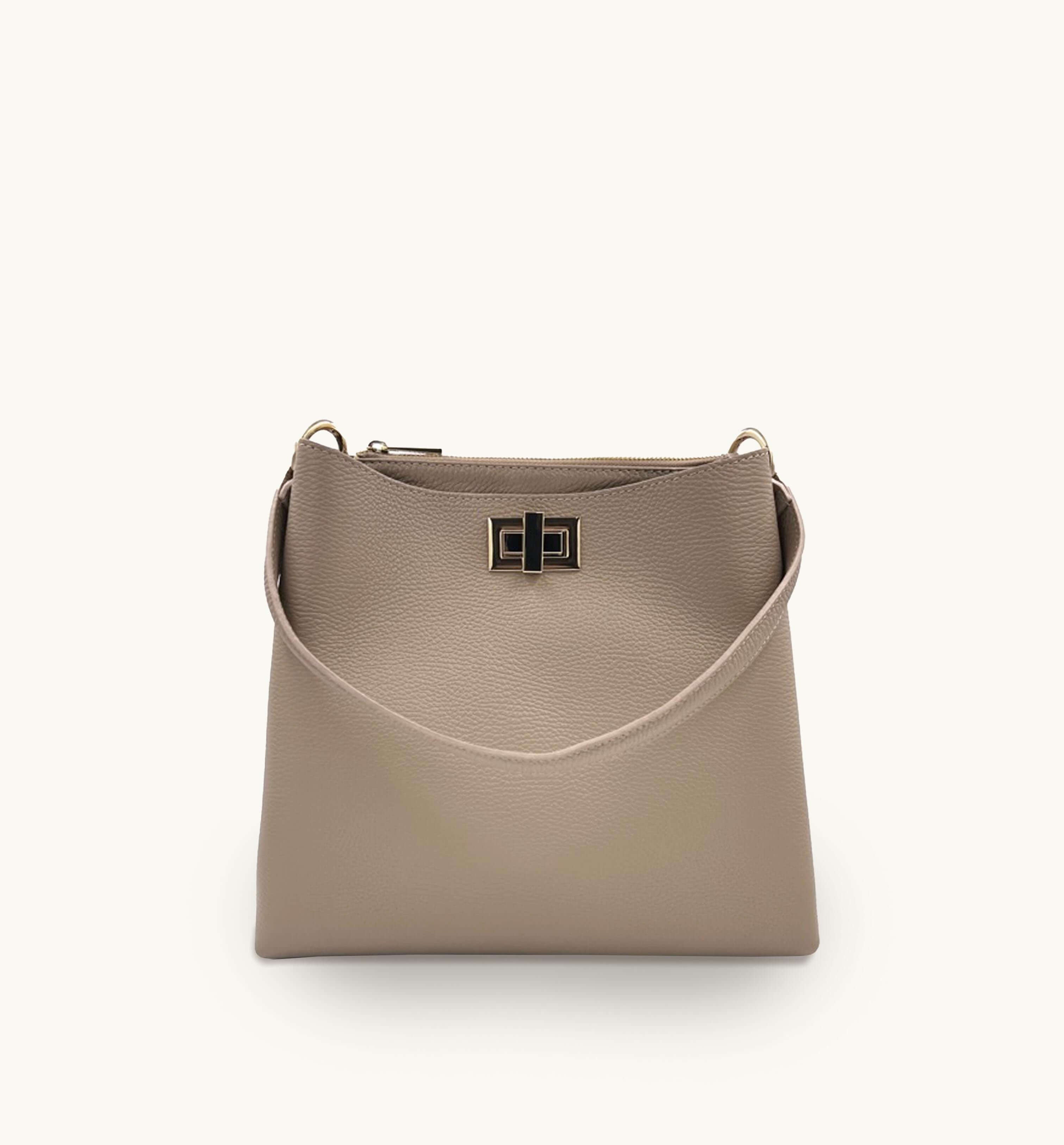 Taupe leather store shoulder bag