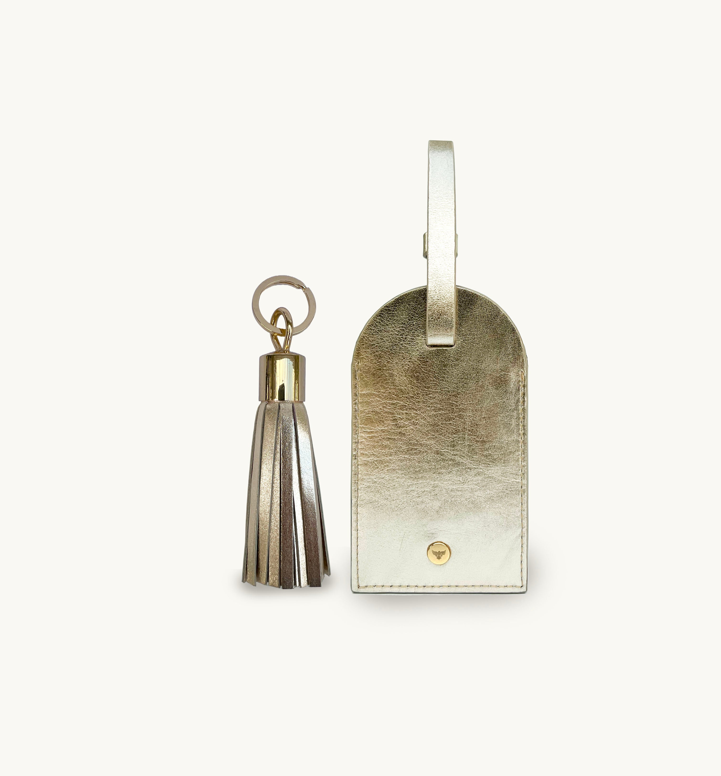Gold Leather Luggage Tag and Tassel Gift Set