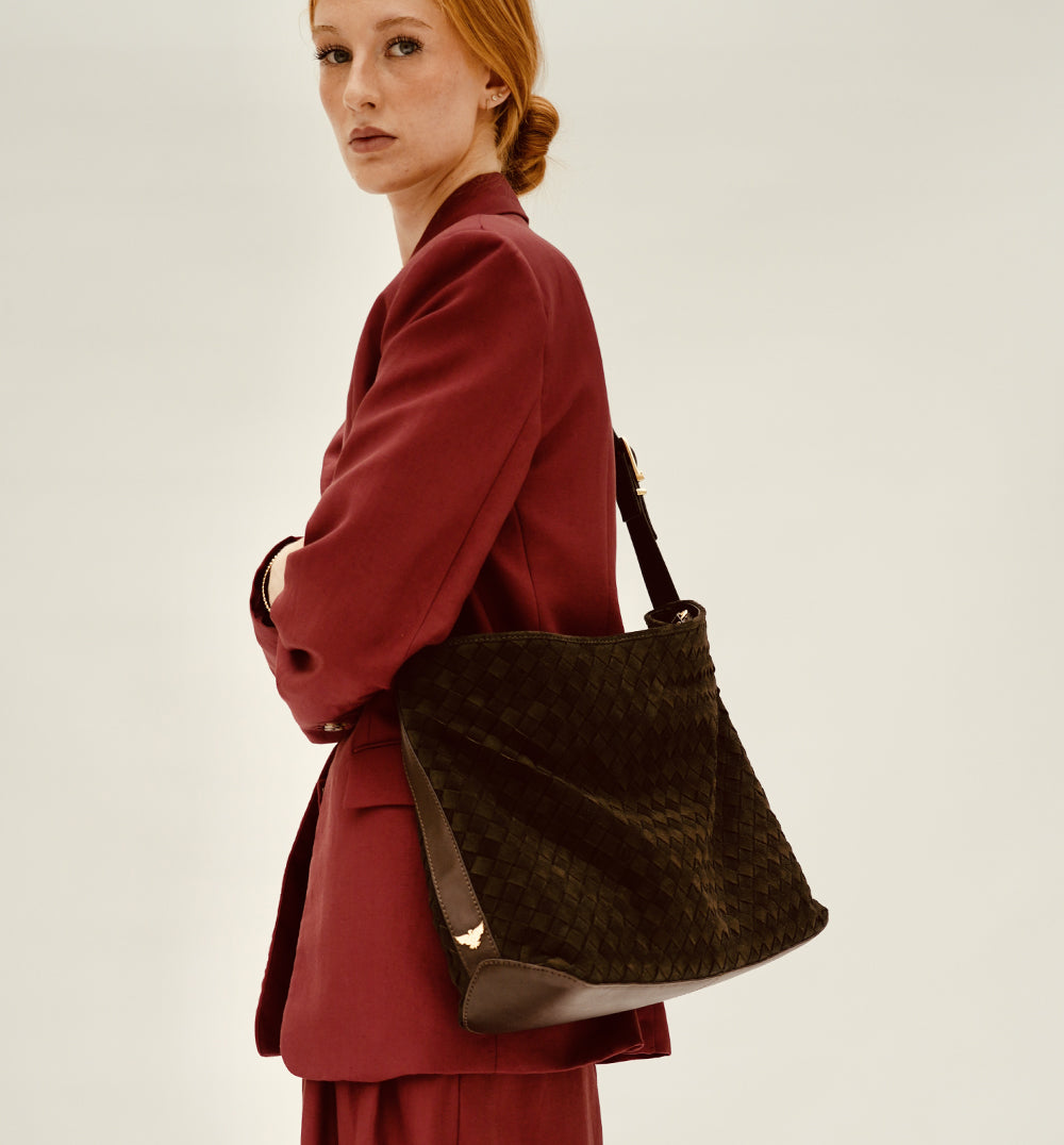 The Holly Chocolate Suede Bag