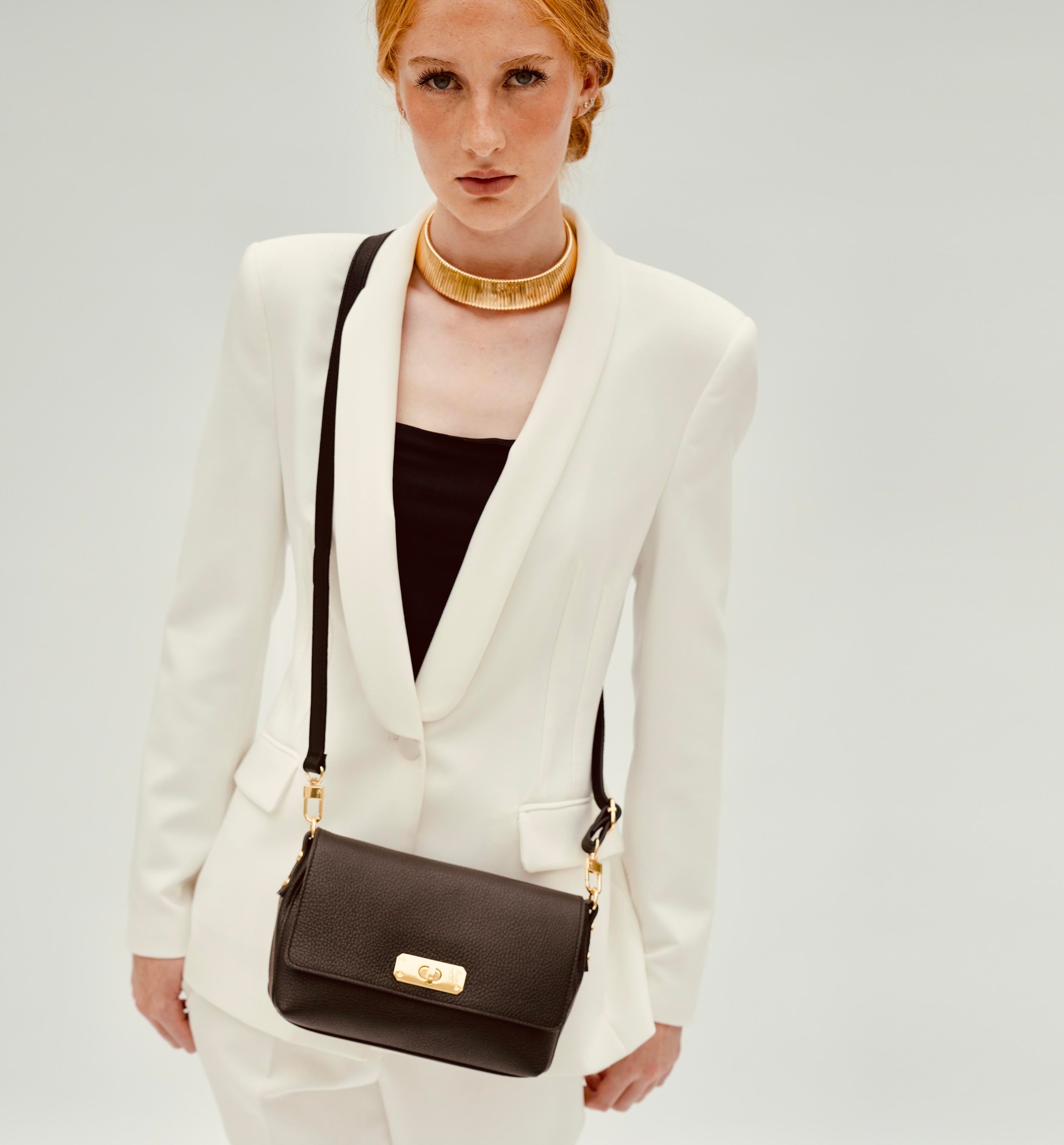 The Maisie Midi Black Leather Bag