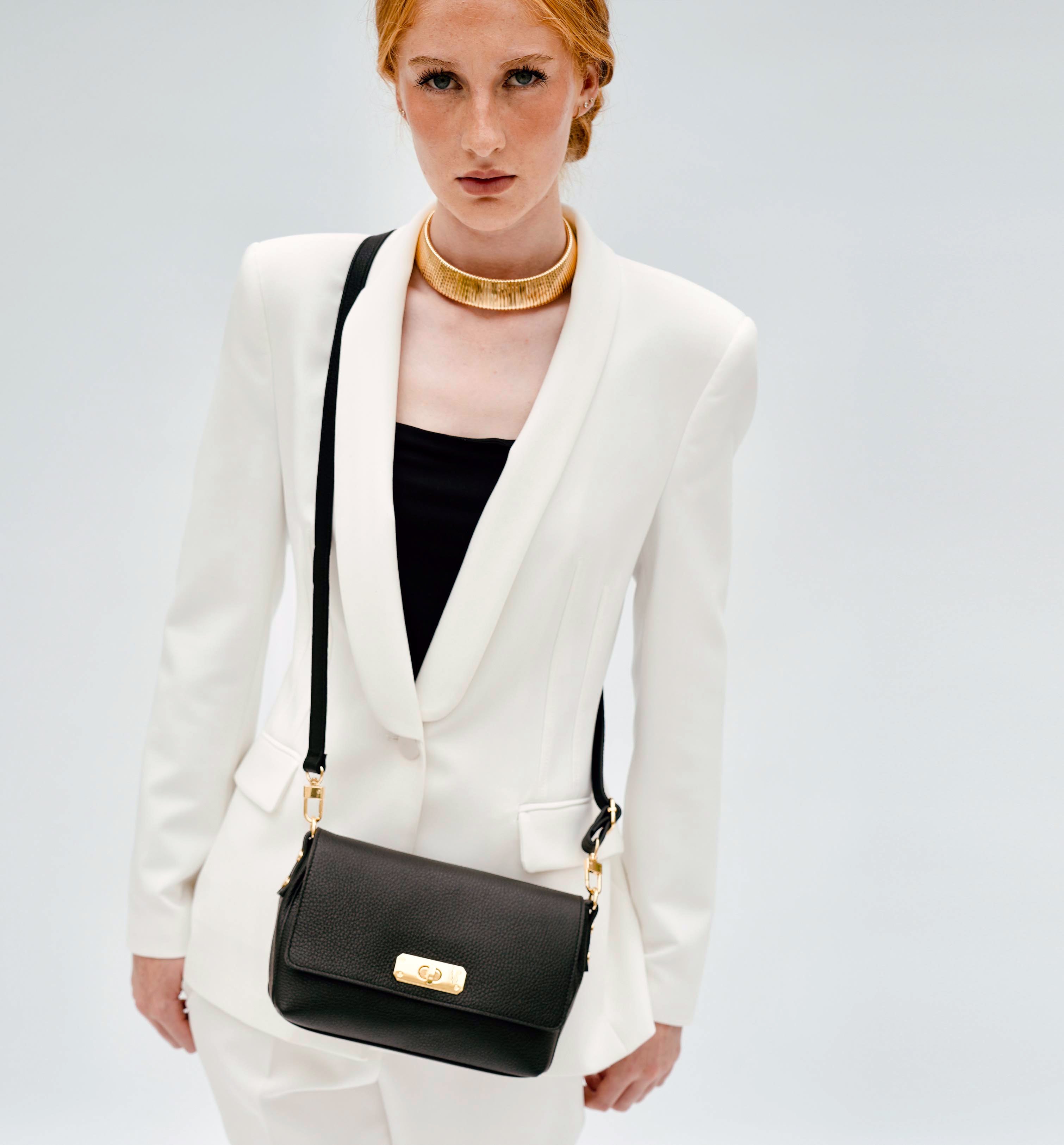The Maisie Midi Black Leather Bag