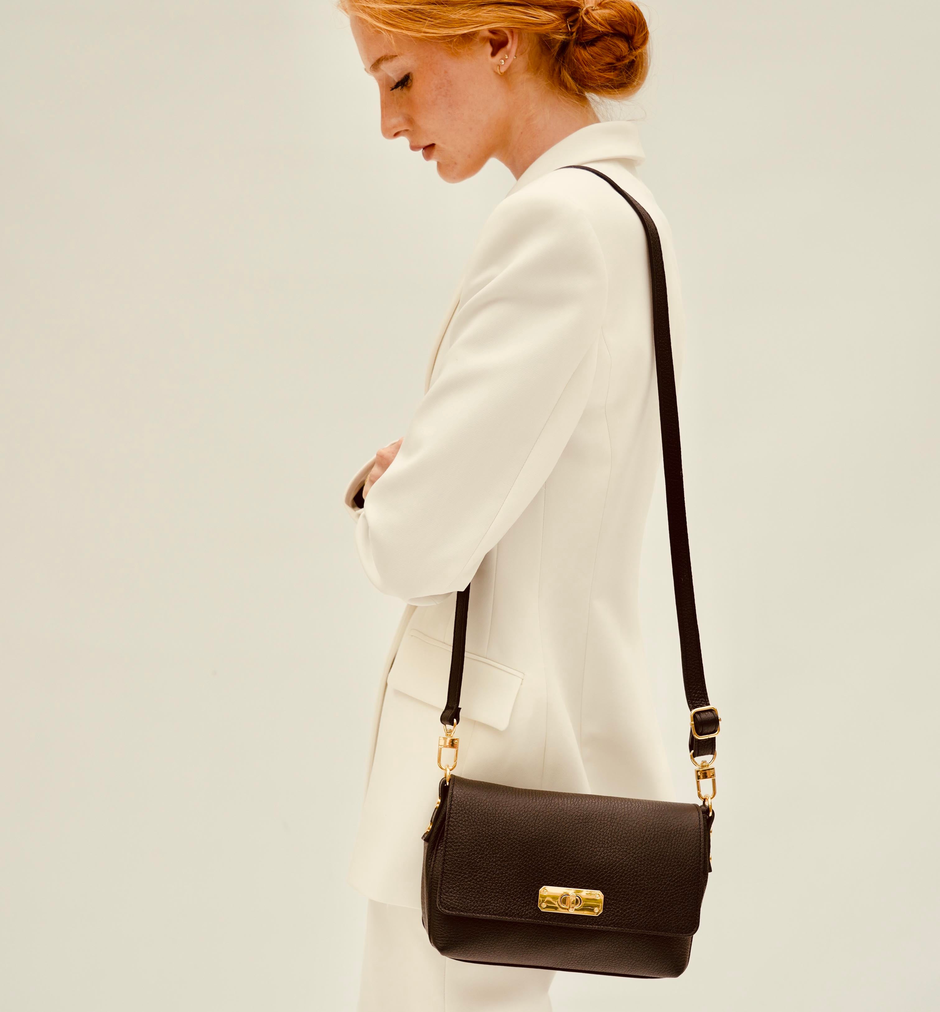 The Maisie Midi Black Leather Bag