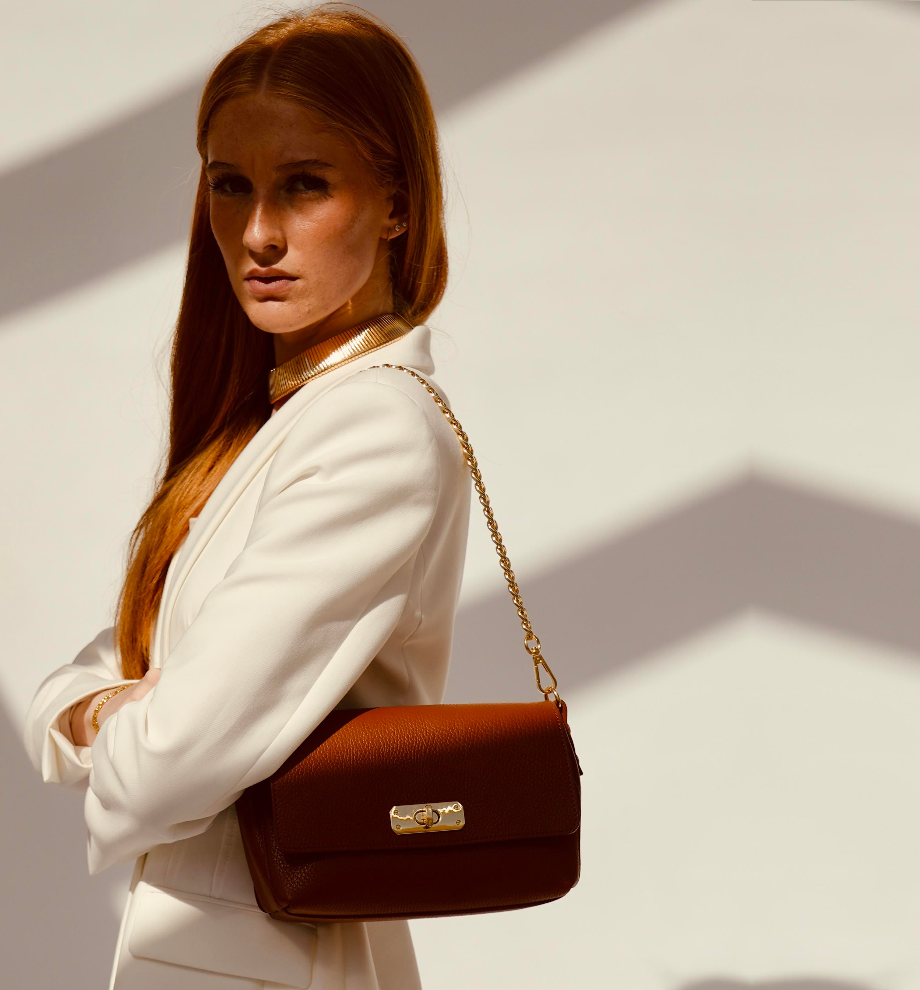 The Maisie Midi Tan Leather Bag