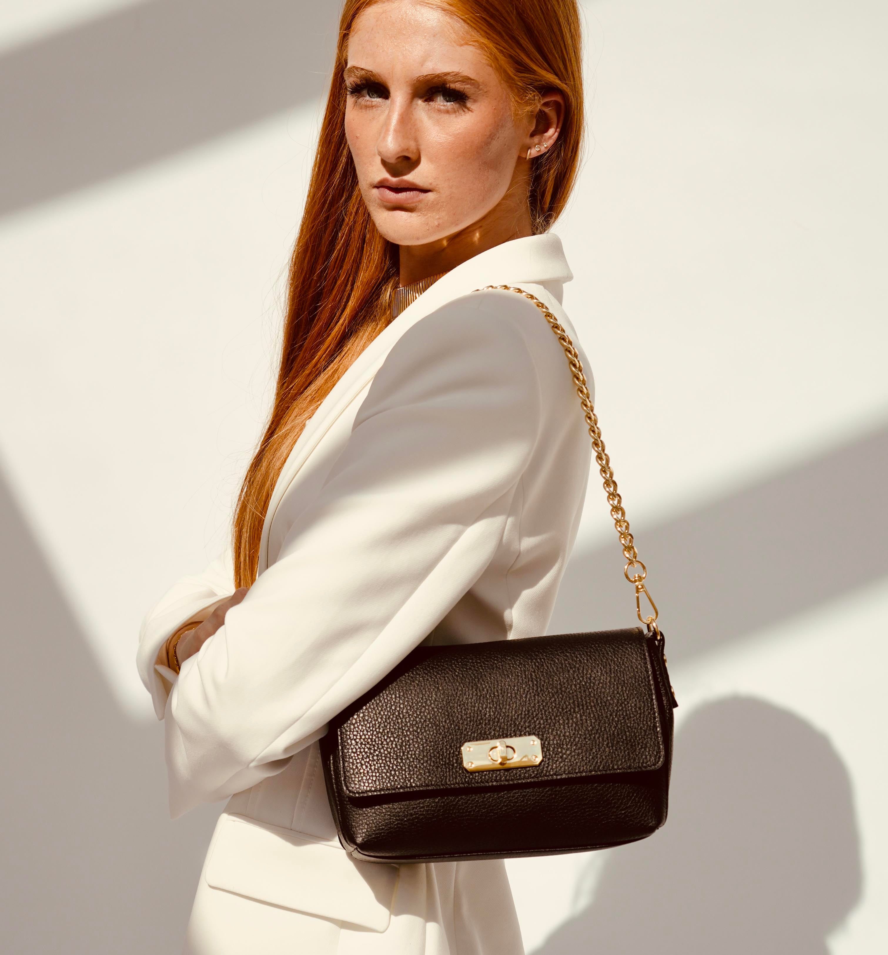 The Maisie Midi Black Leather Bag