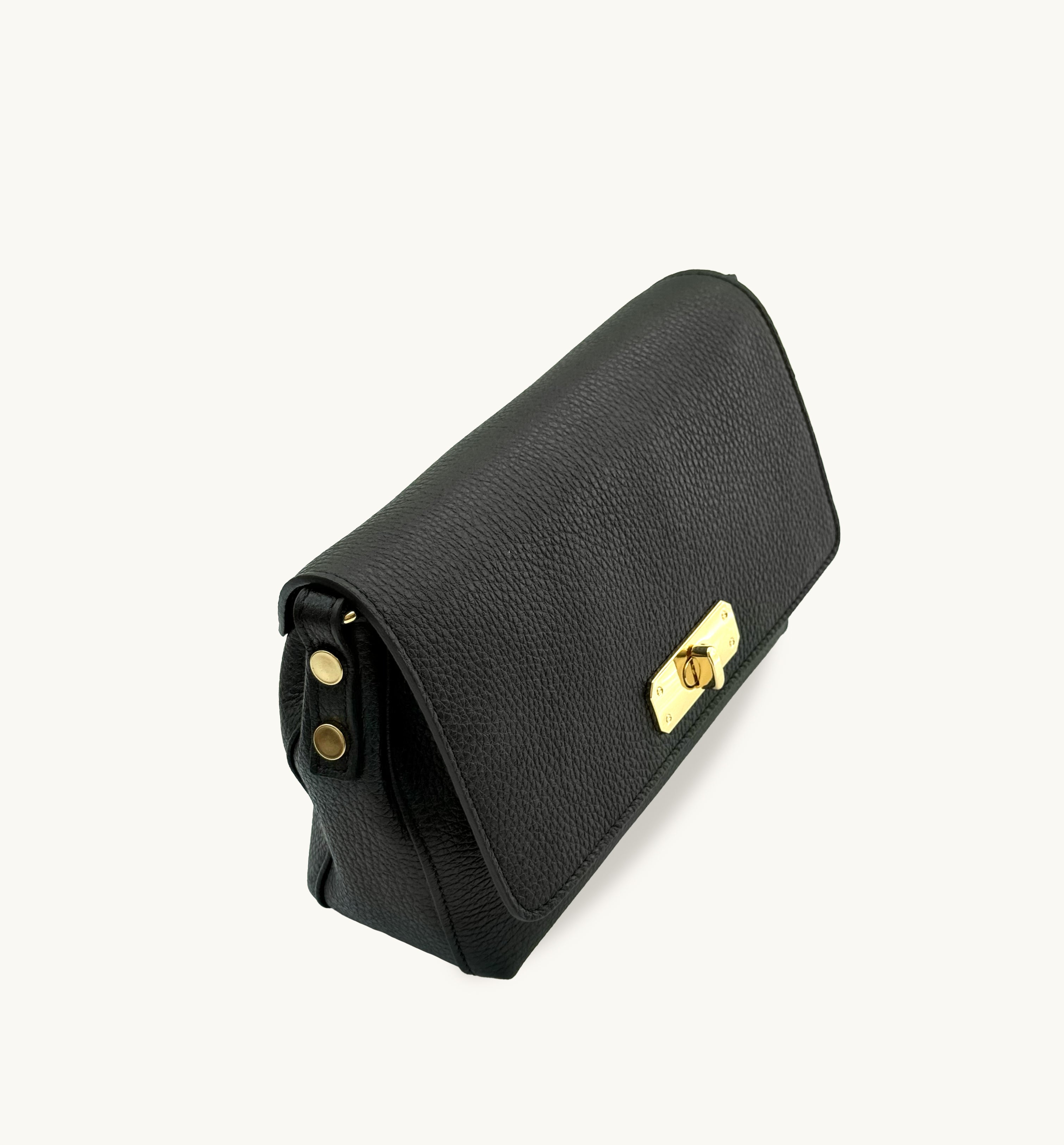 The Maisie Midi Black Leather Bag