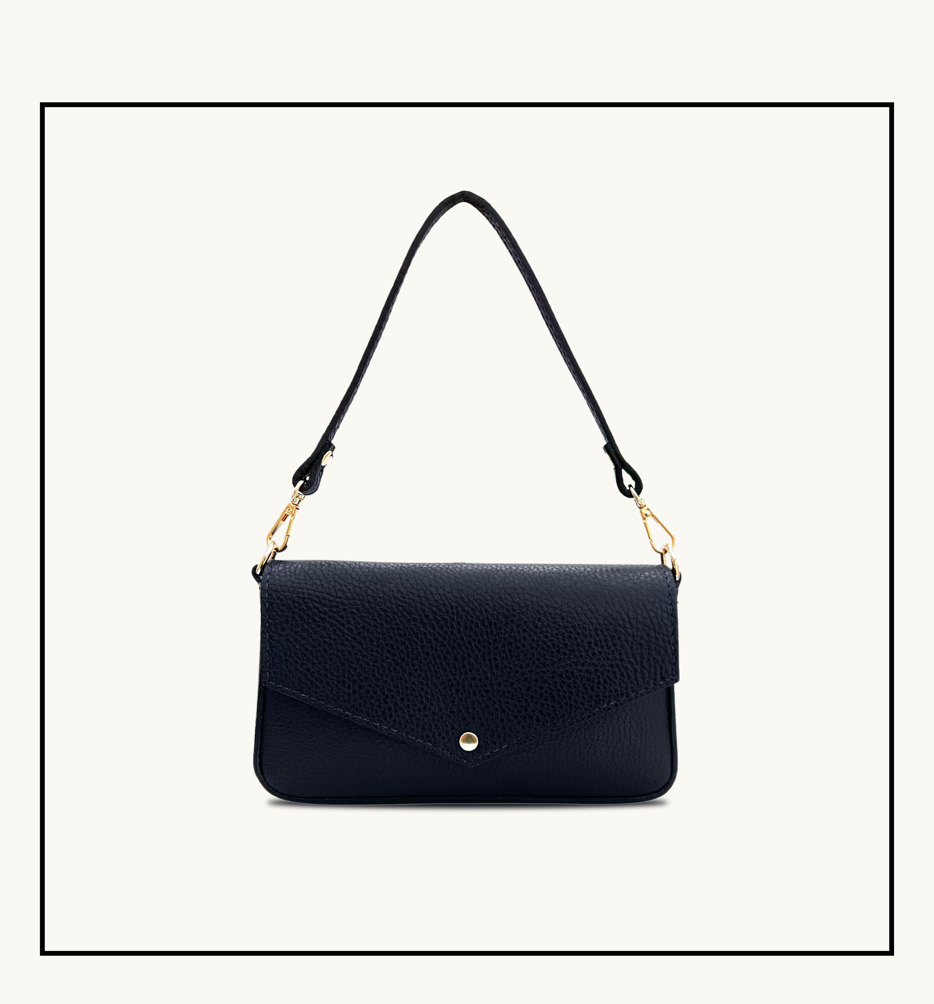 The Munro Navy Leather Shoulder Bag