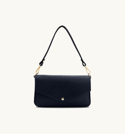 The Munro Navy Leather Shoulder Bag