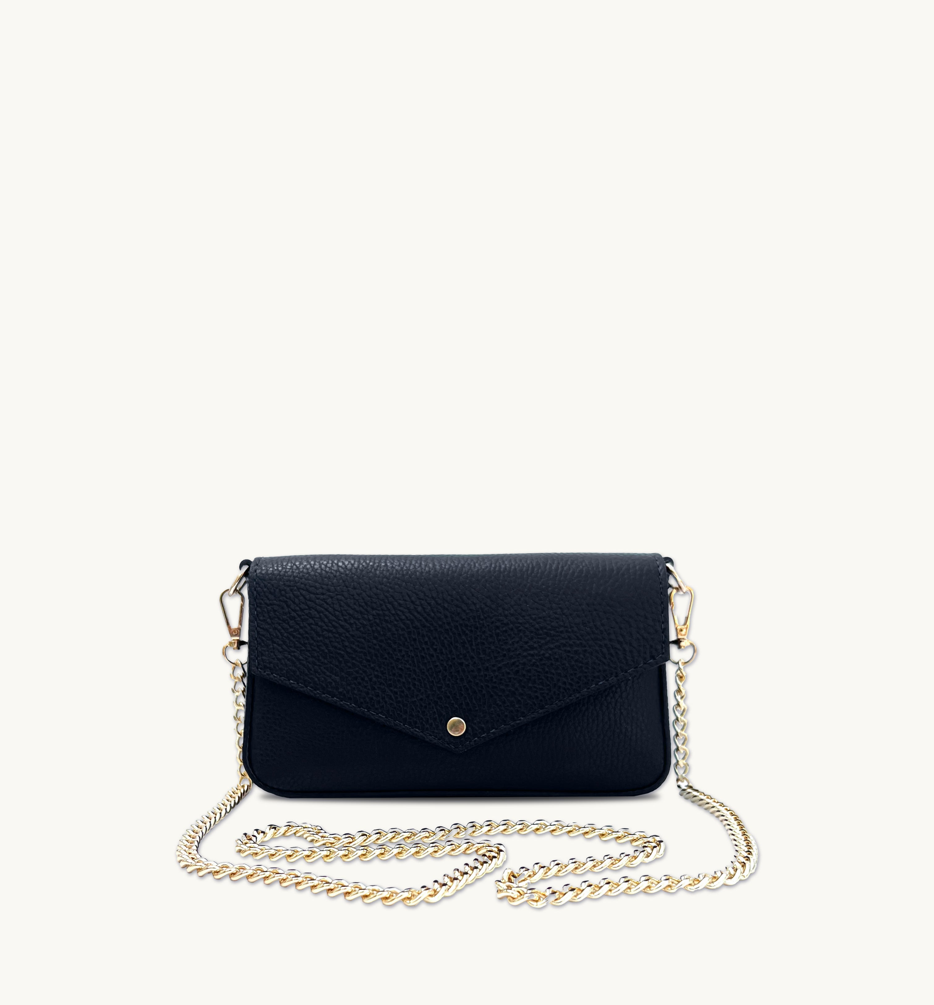 The Munro Navy Leather Shoulder Bag