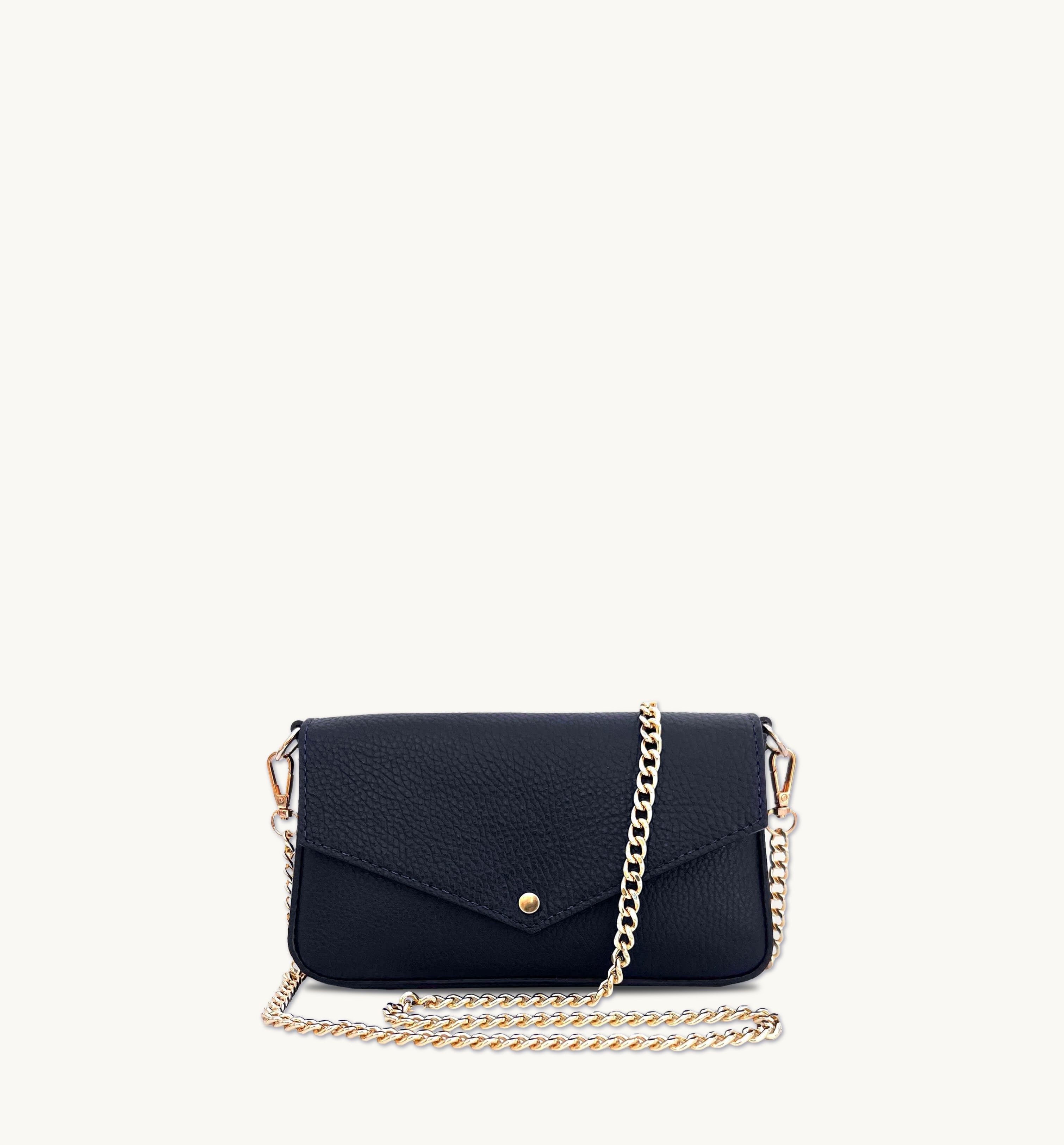 The Munro Navy Leather Shoulder Bag