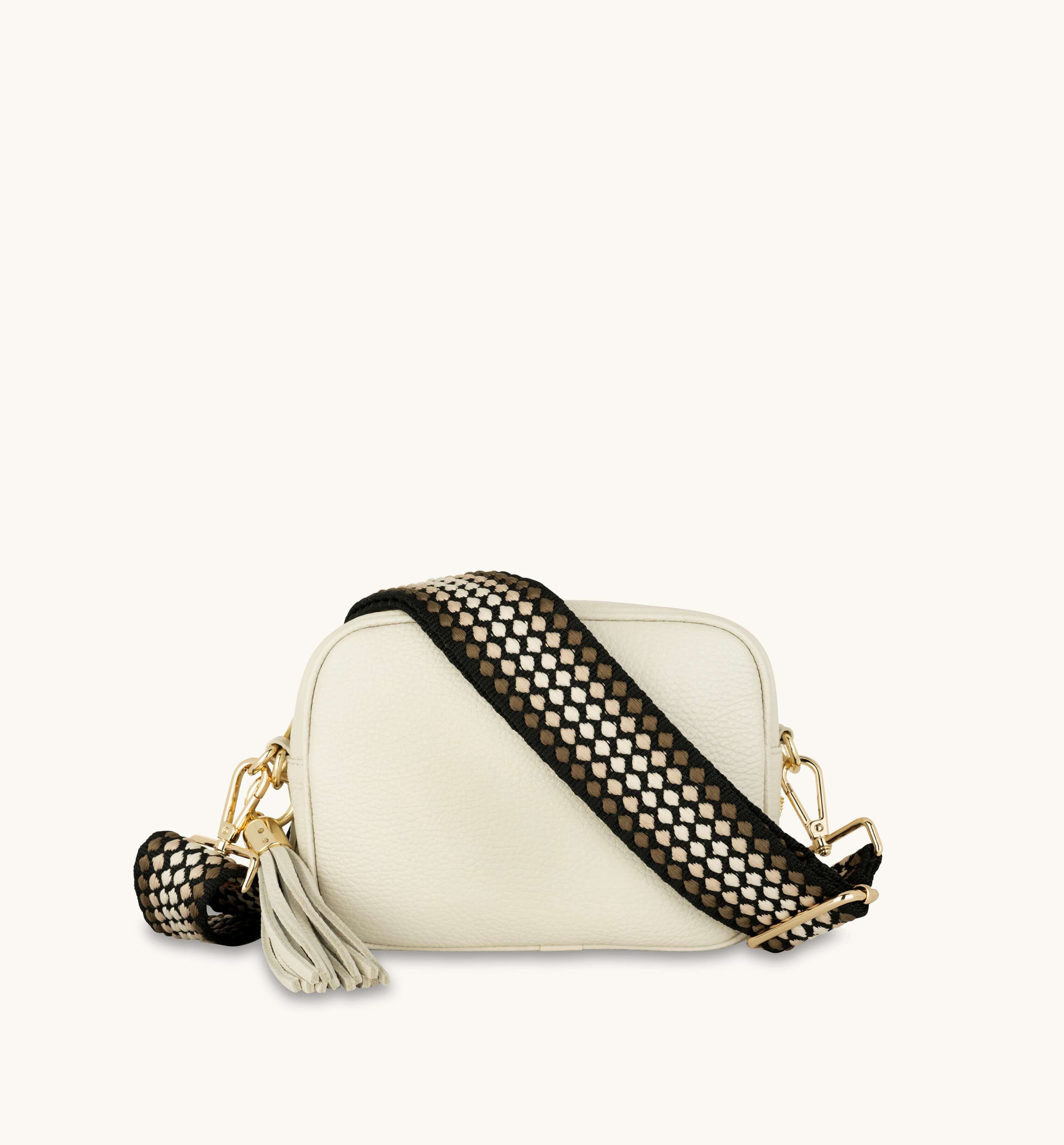 Apatchy London Stone Tassel Bag With Cappuccino Dots Strap