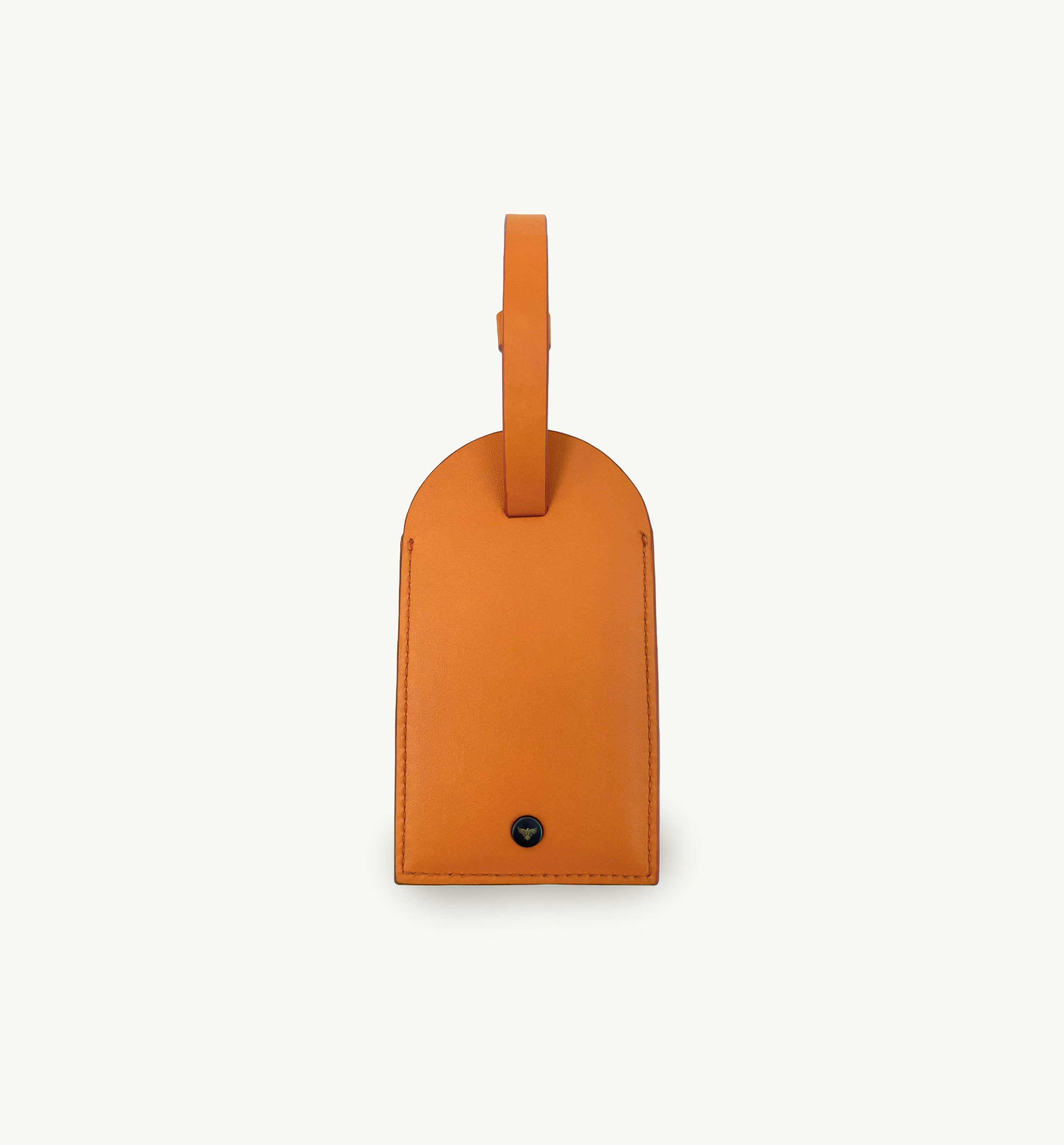 Orange Leather Luggage Tag and Black Leather AirTag Gift Set
