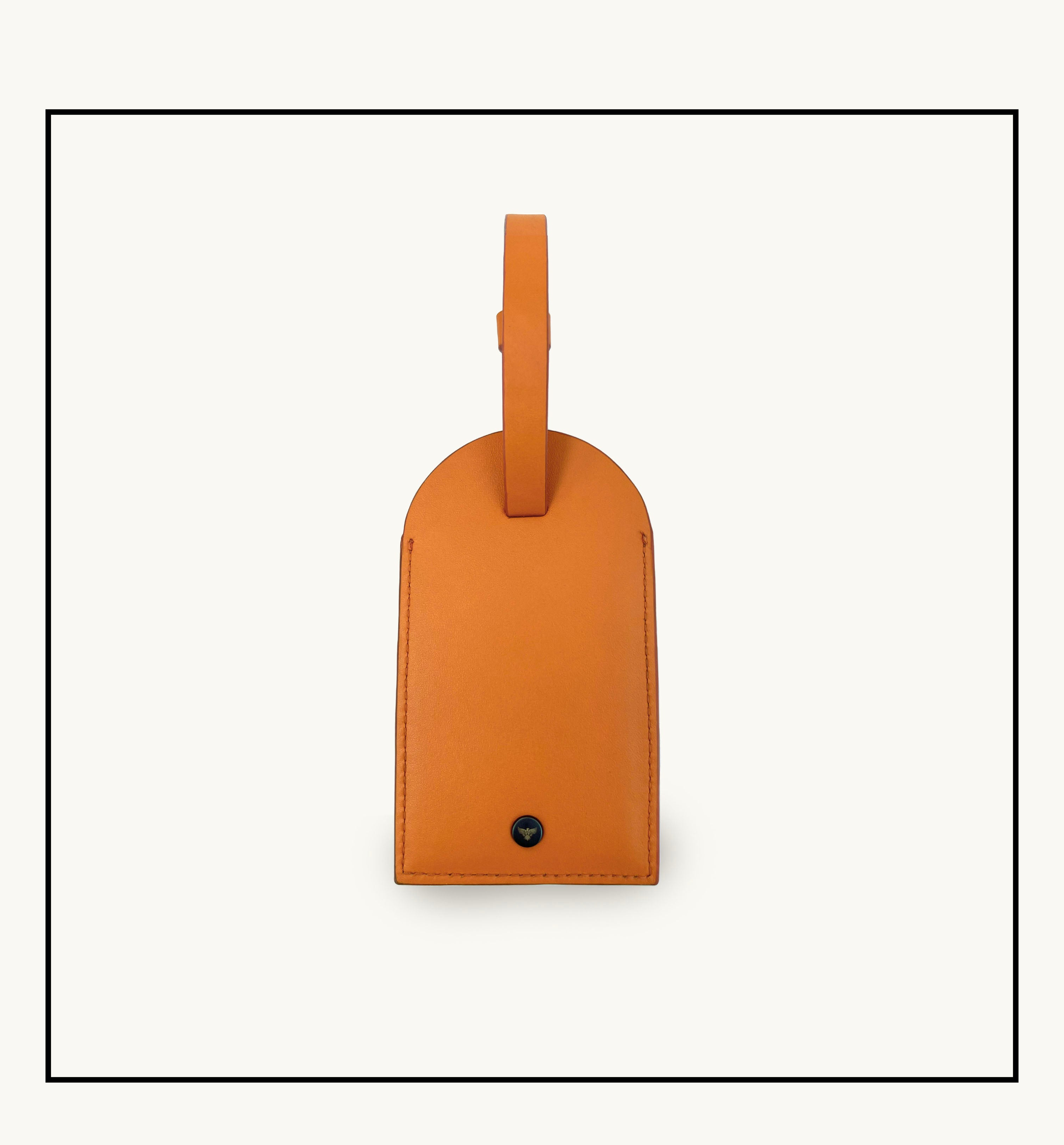Orange Leather Luggage Tag