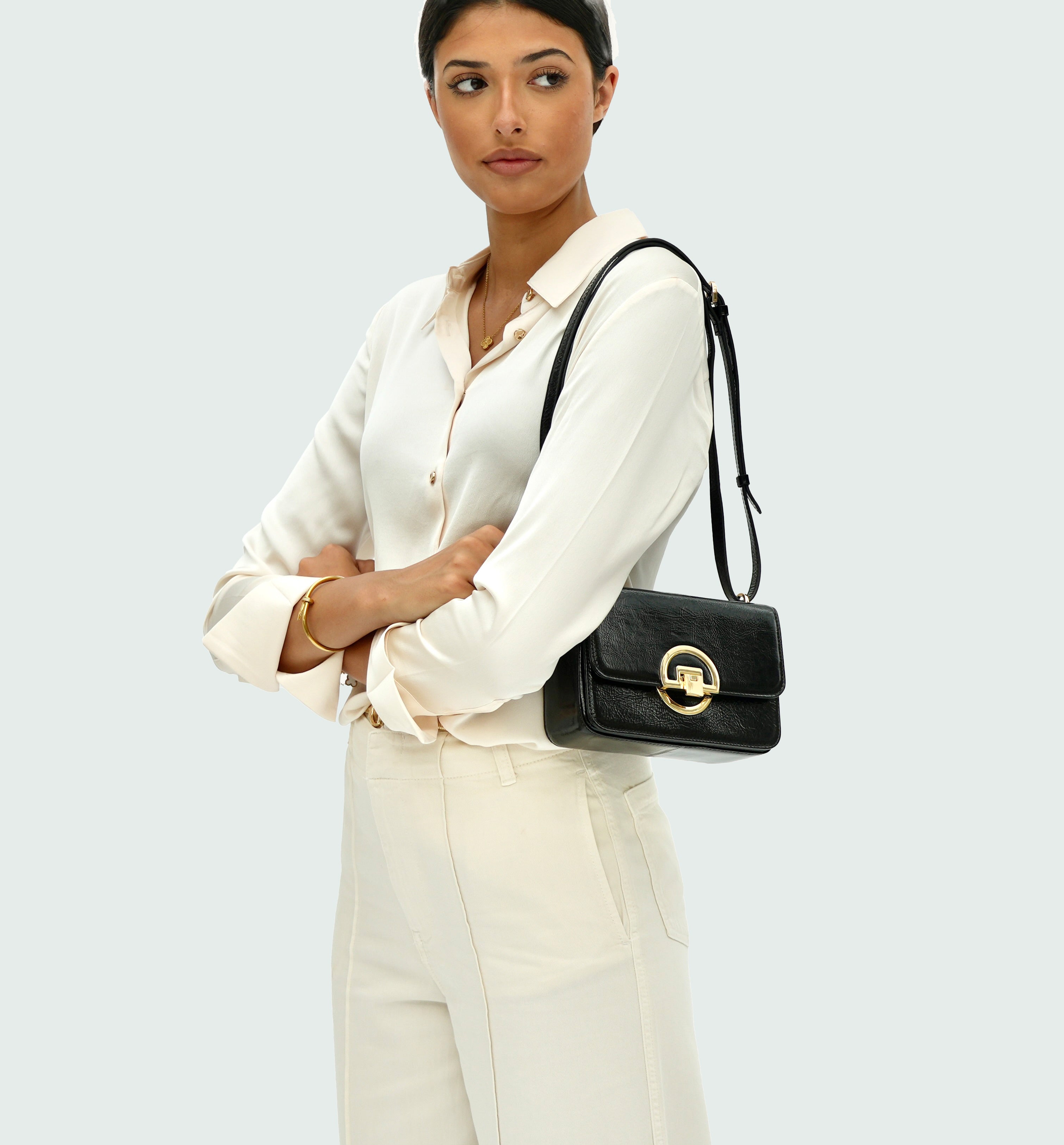 The Tilly Black Crinkle Patent Leather Bag