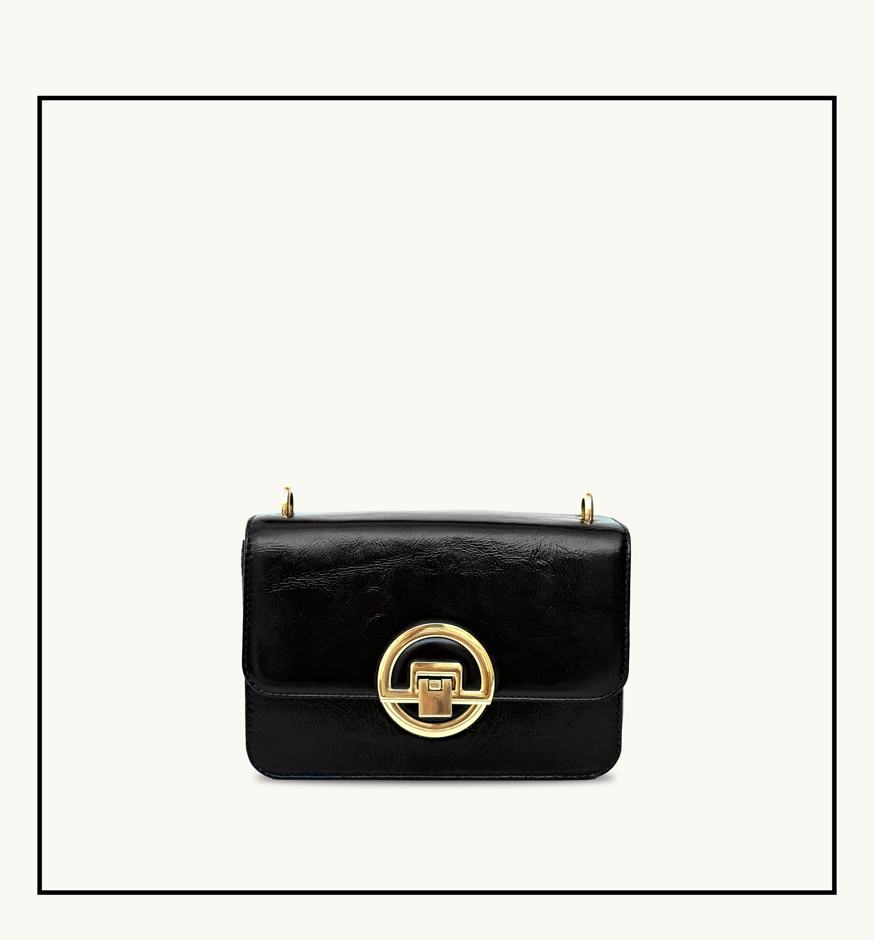 The Tilly Black Crinkle Patent Leather Bag