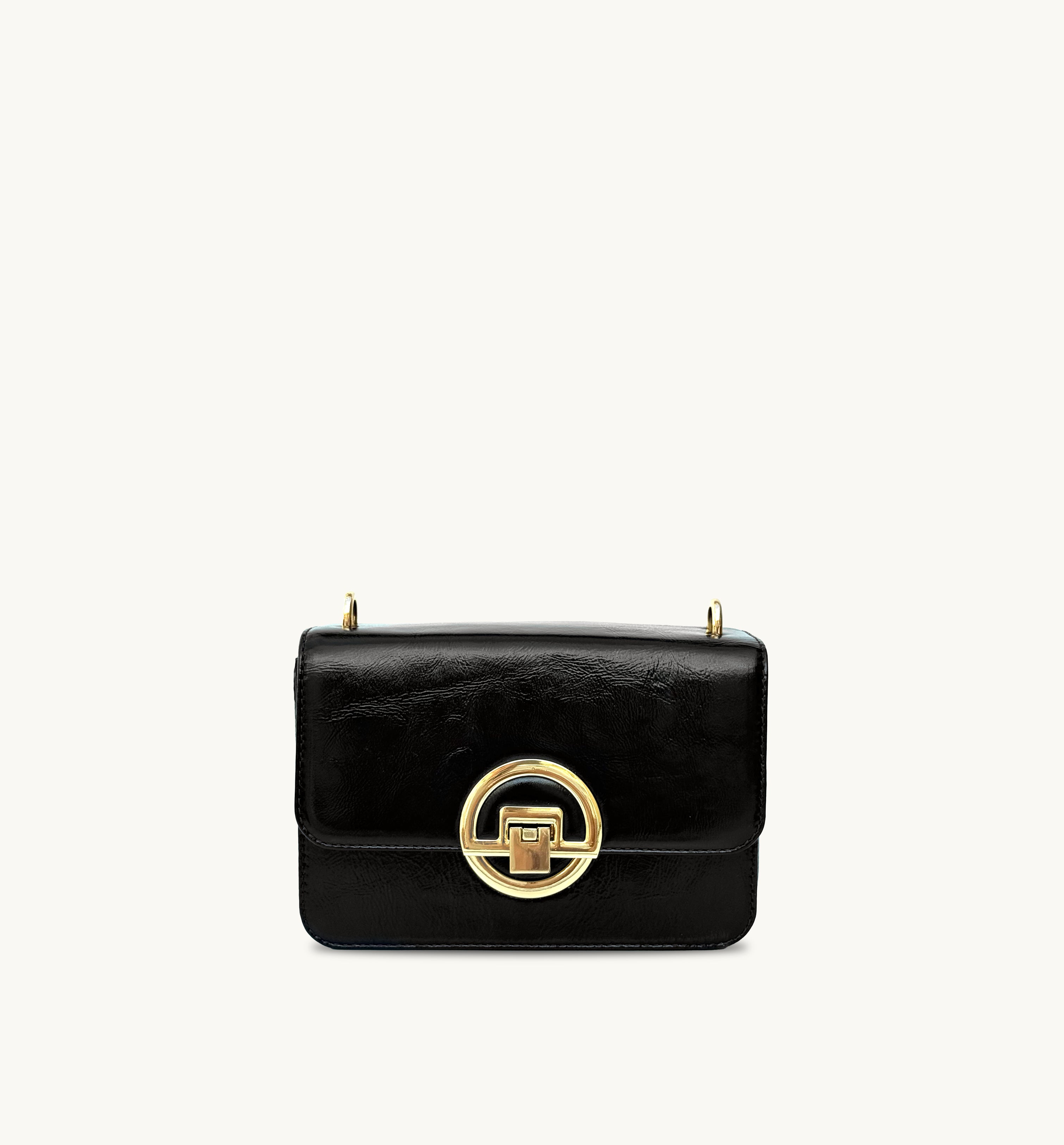 The Tilly Black Crinkle Patent Leather Bag