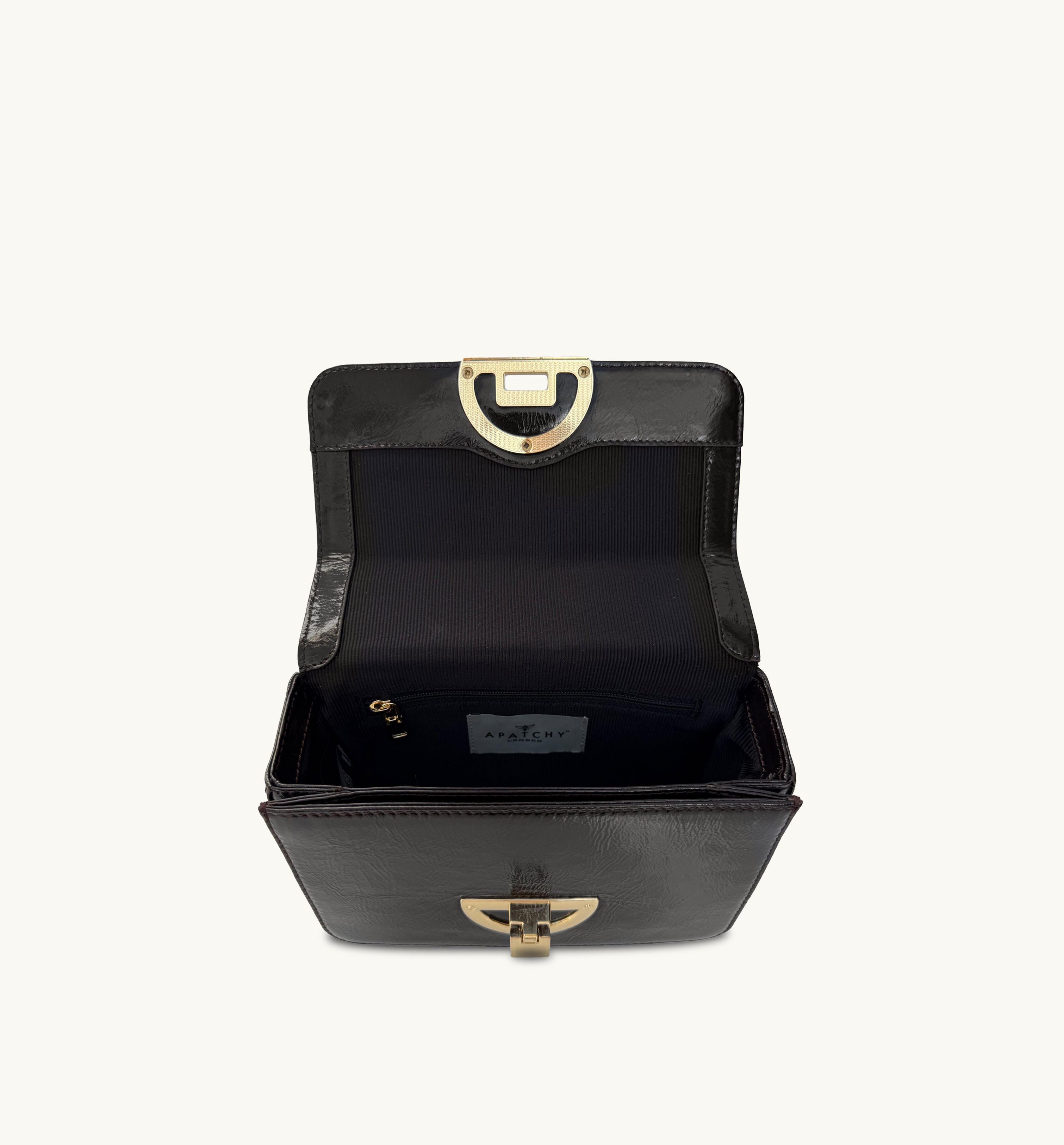The Tilly Black Crinkle Patent Leather Bag