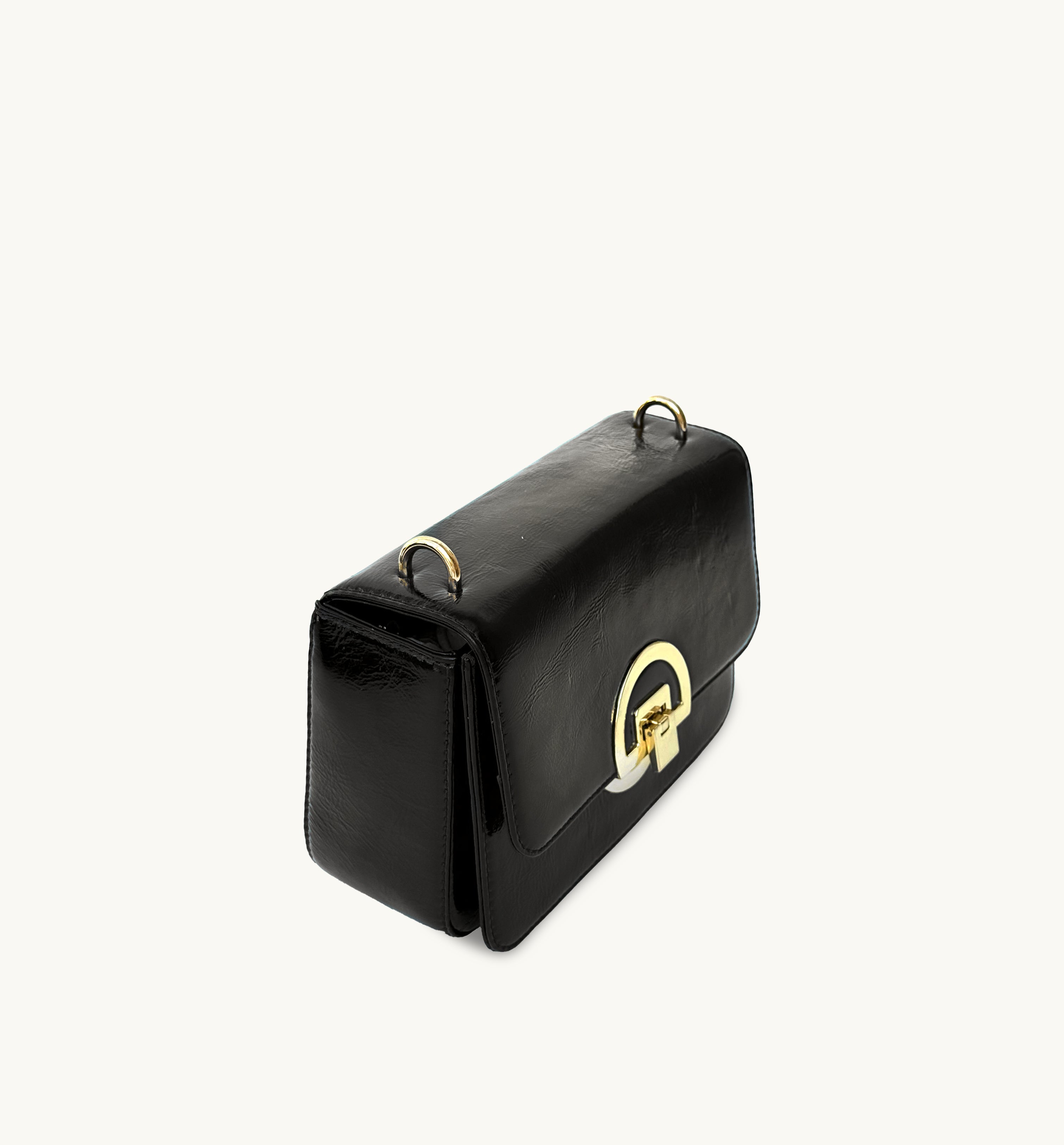 The Tilly Black Crinkle Patent Leather Bag