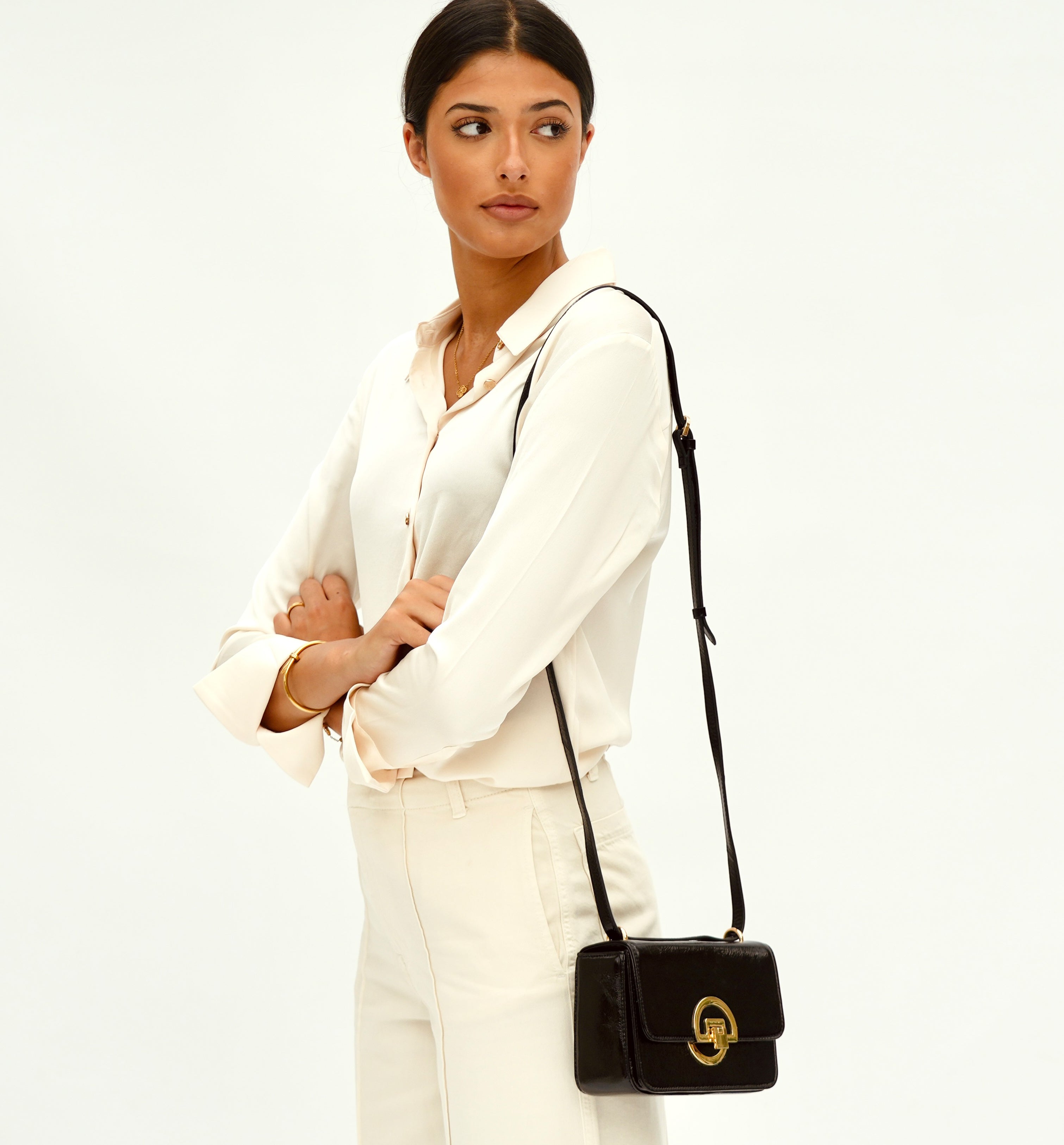 The Tilly Chocolate Crinkle Patent Leather Bag