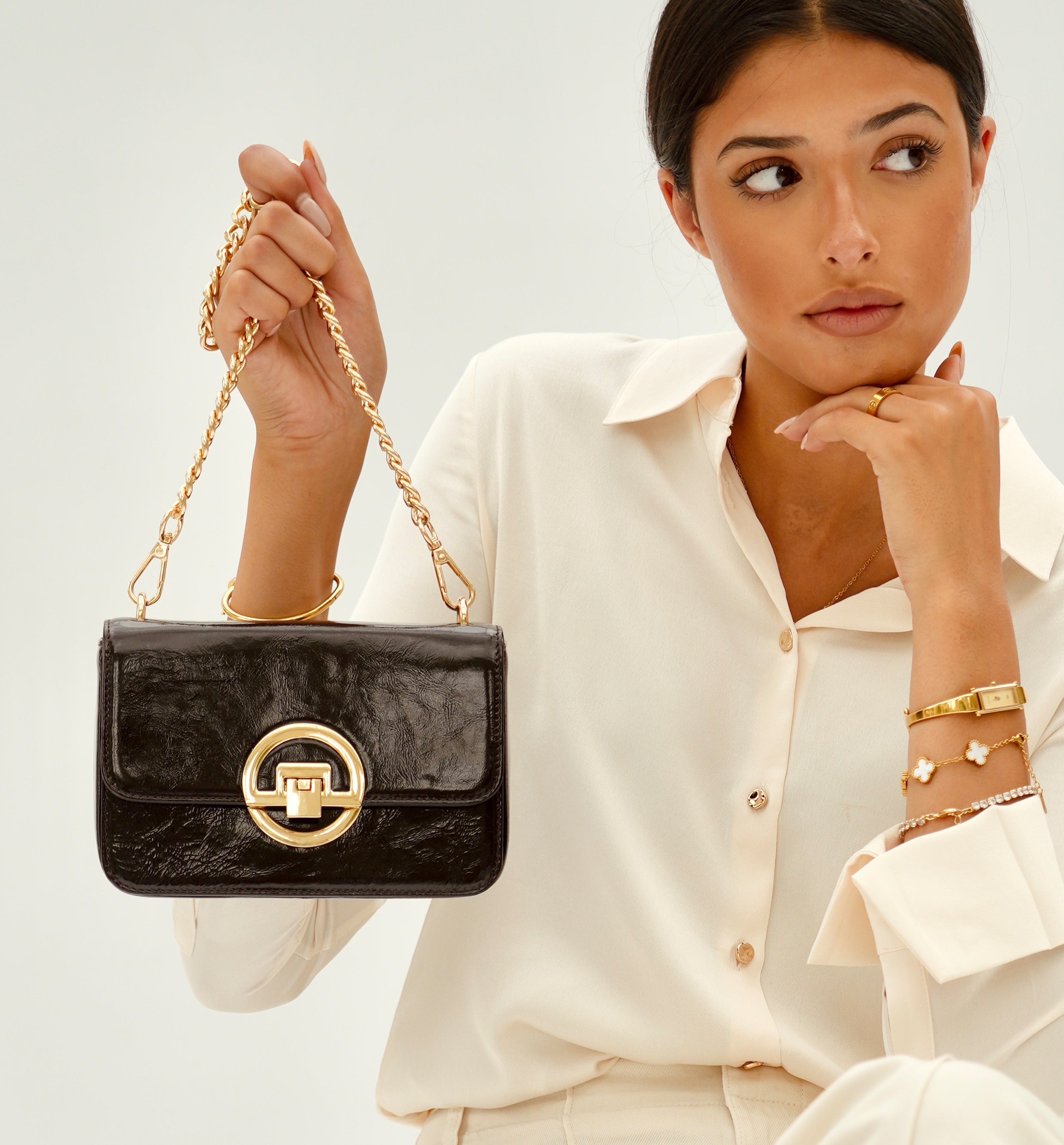 The Tilly Chocolate Crinkle Patent Leather Bag