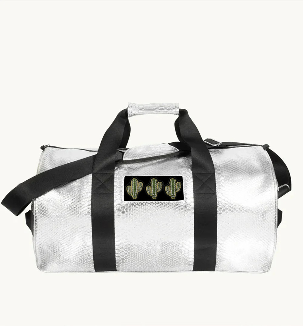 Silver Snakeskin Large Kit Bag - 3 Cacti