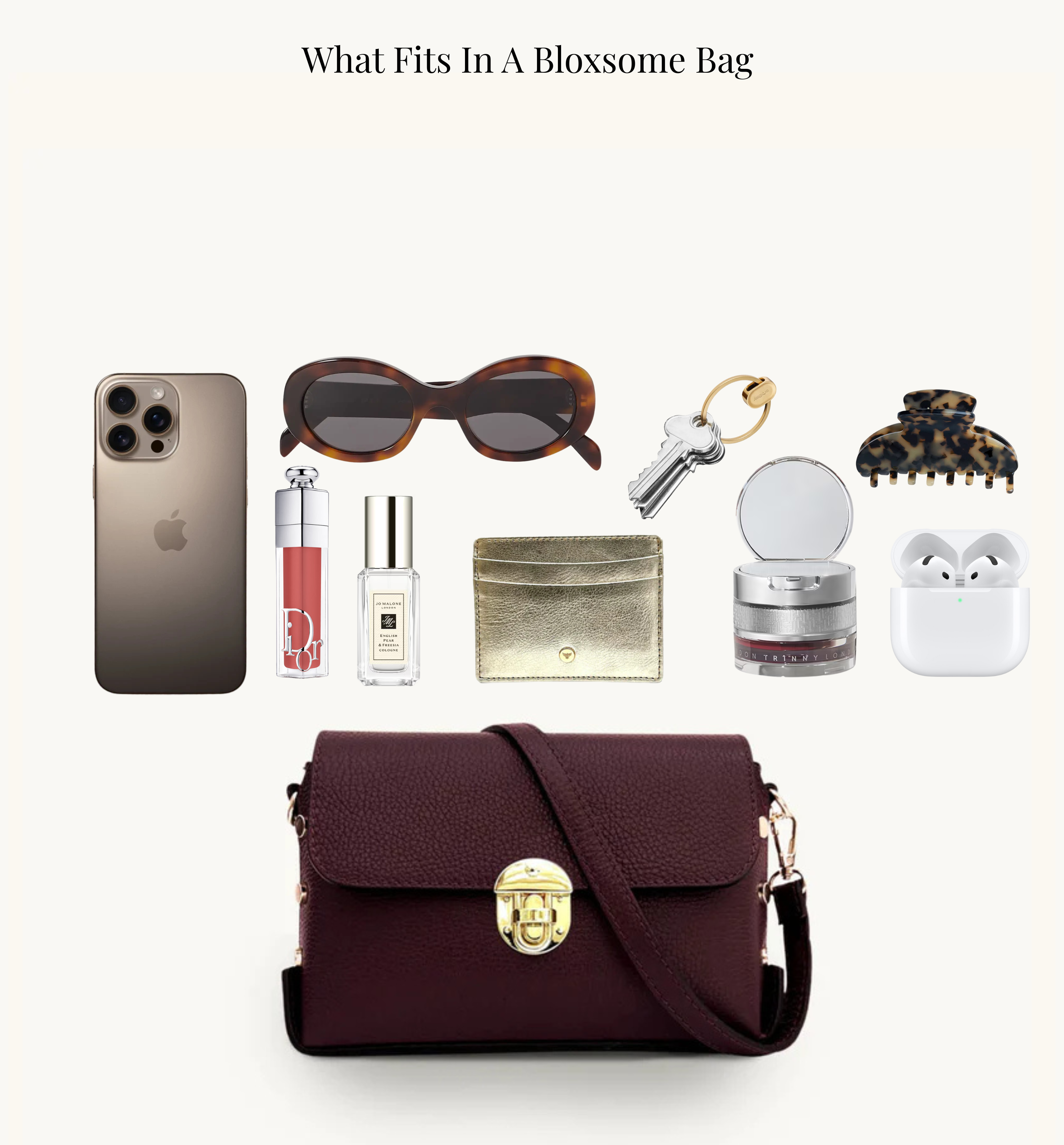 The Bloxsome Black Leather Crossbody Bag With Gold Chain Strap