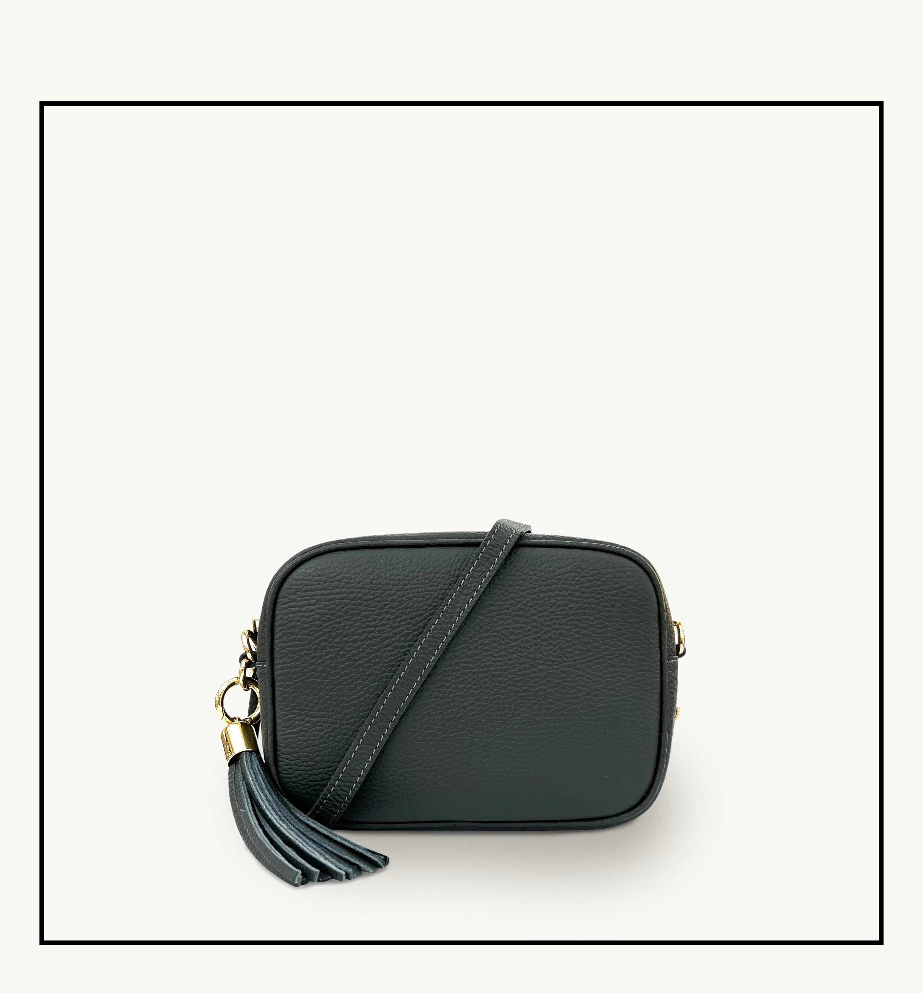 The Tassel Dark Grey Leather Crossbody Bag