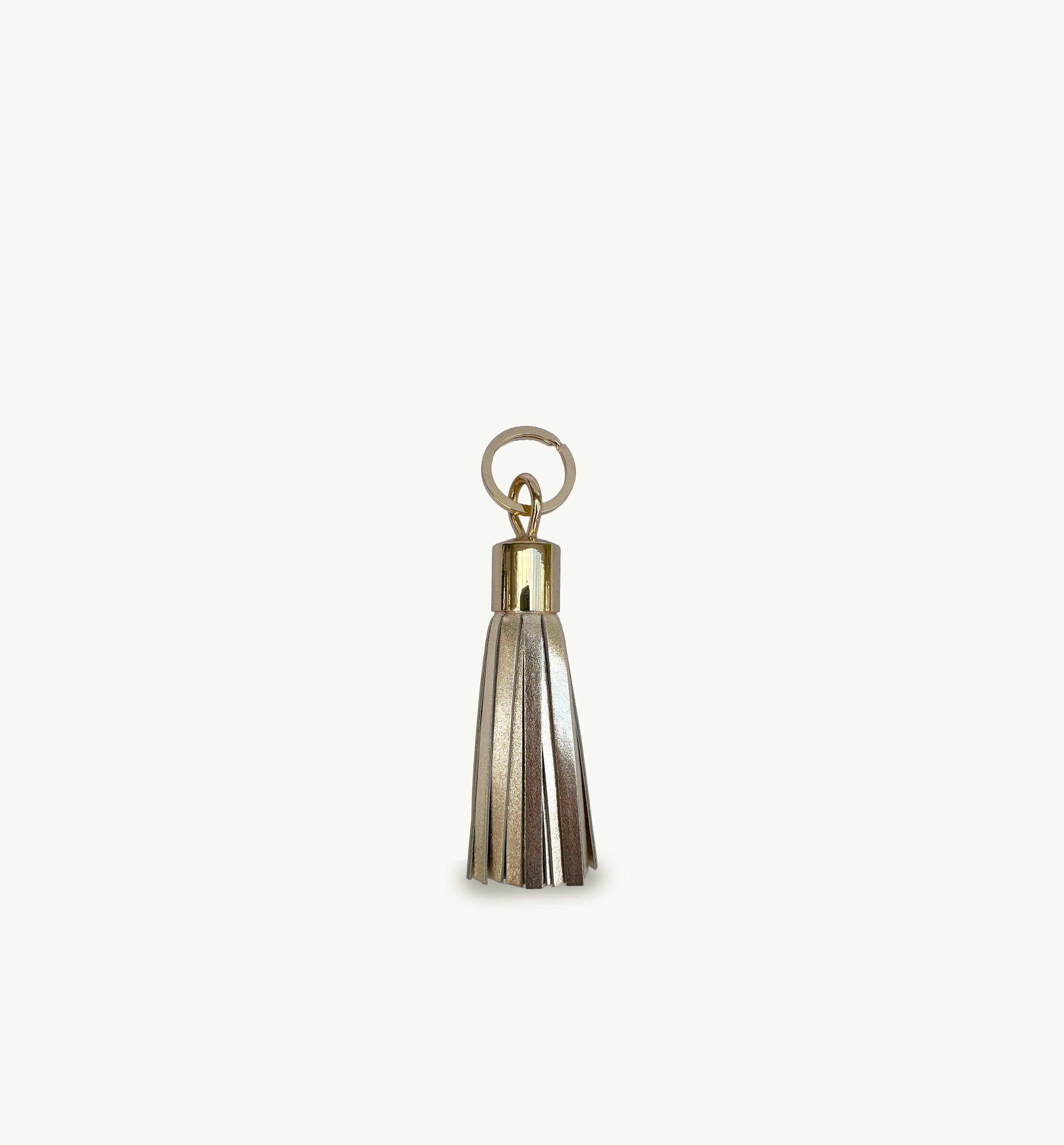 Gold Leather Cardholder and Tassel Keyring Gift Set