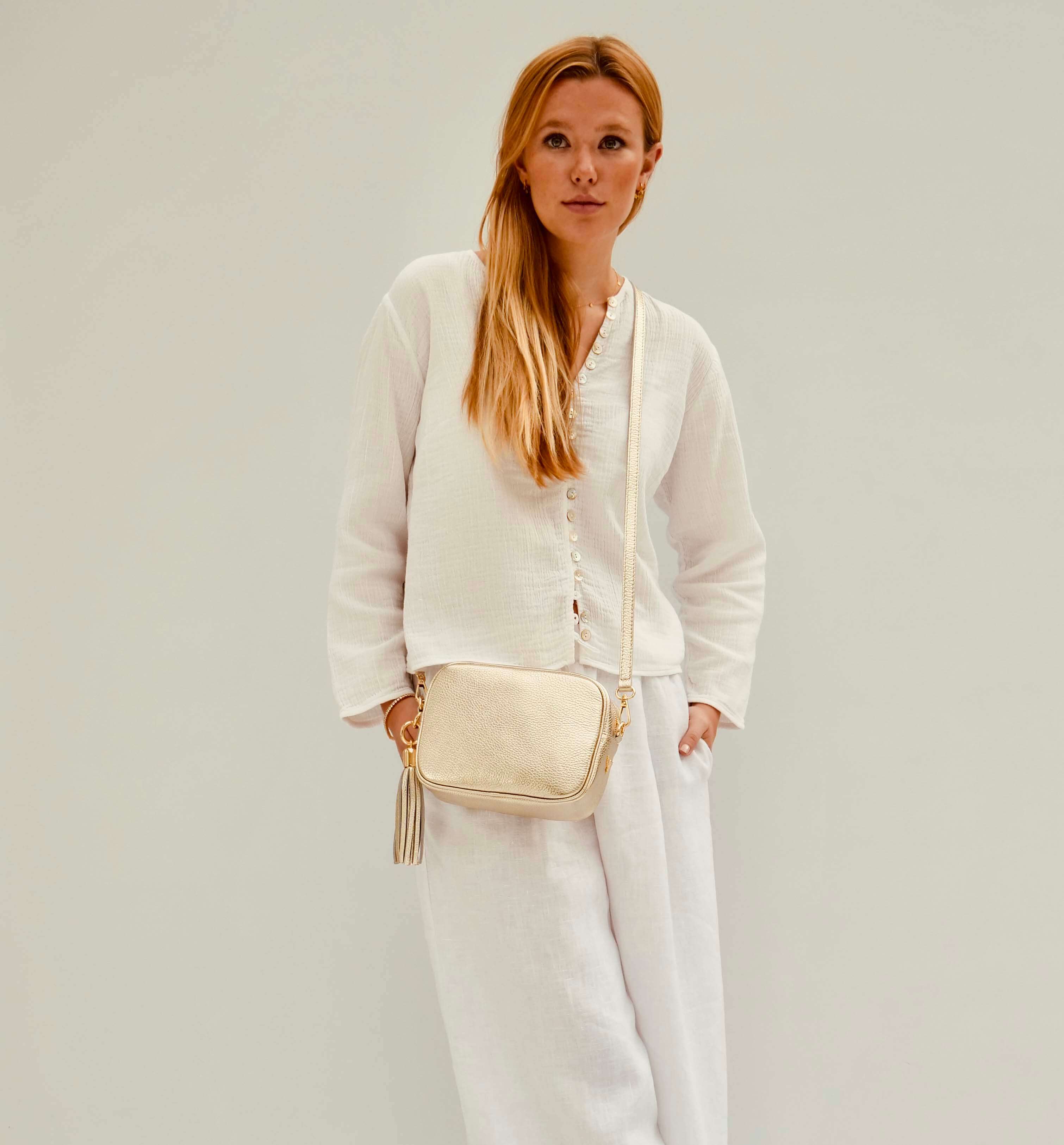 The Tassel Gold Leather Crossbody Bag