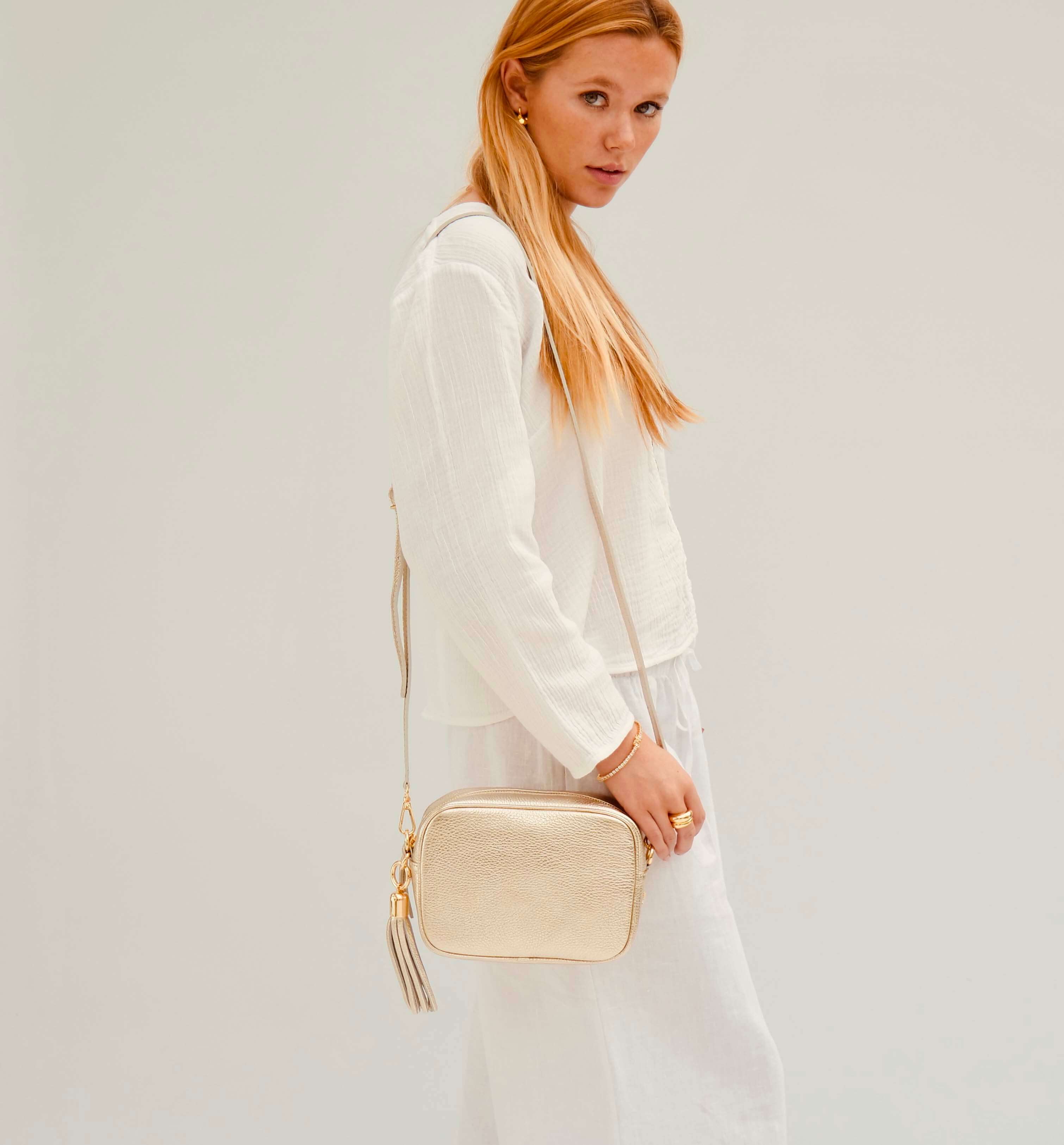 The Tassel Gold Leather Crossbody Bag
