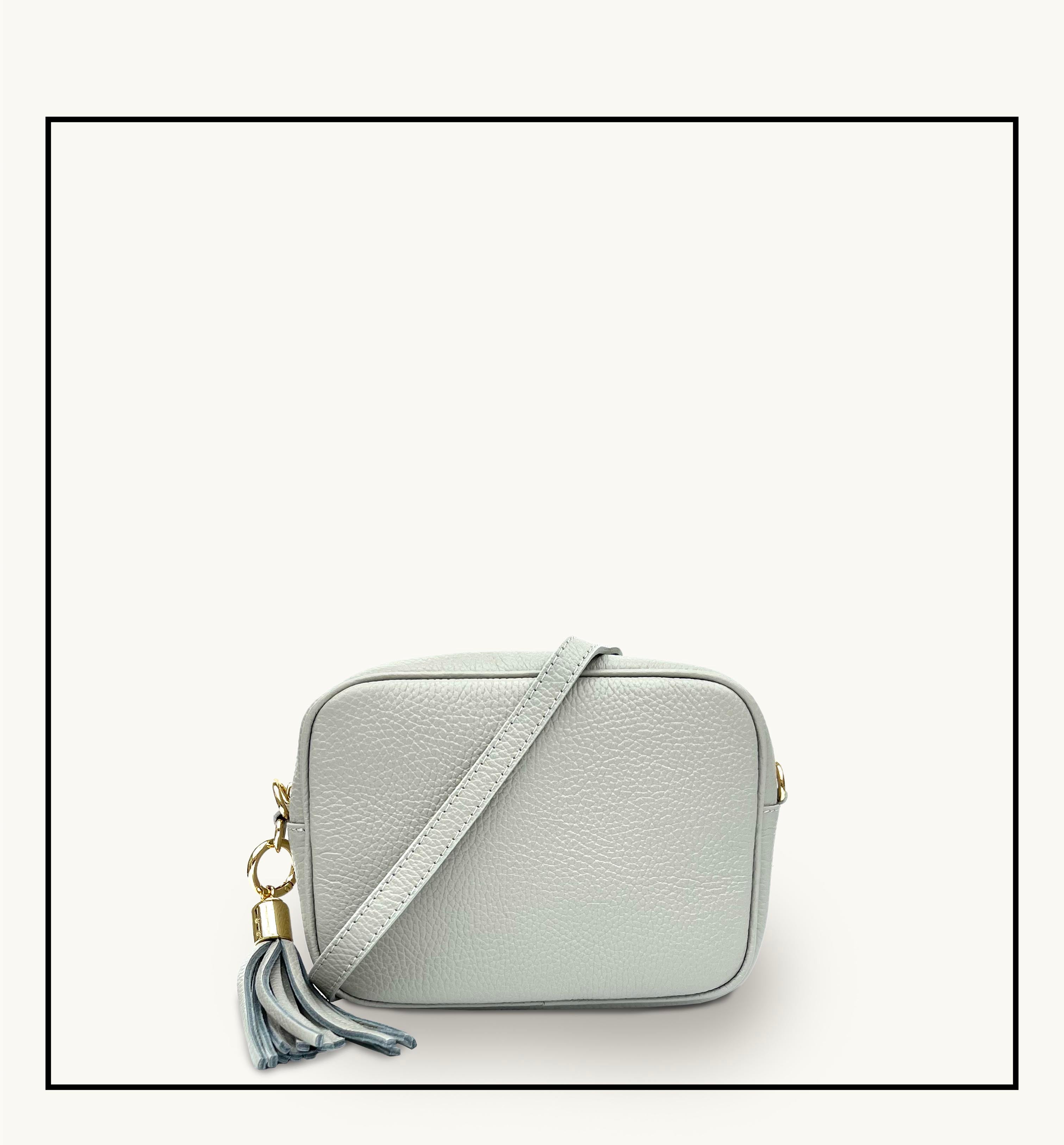 The Tassel Light Grey Leather Crossbody Bag