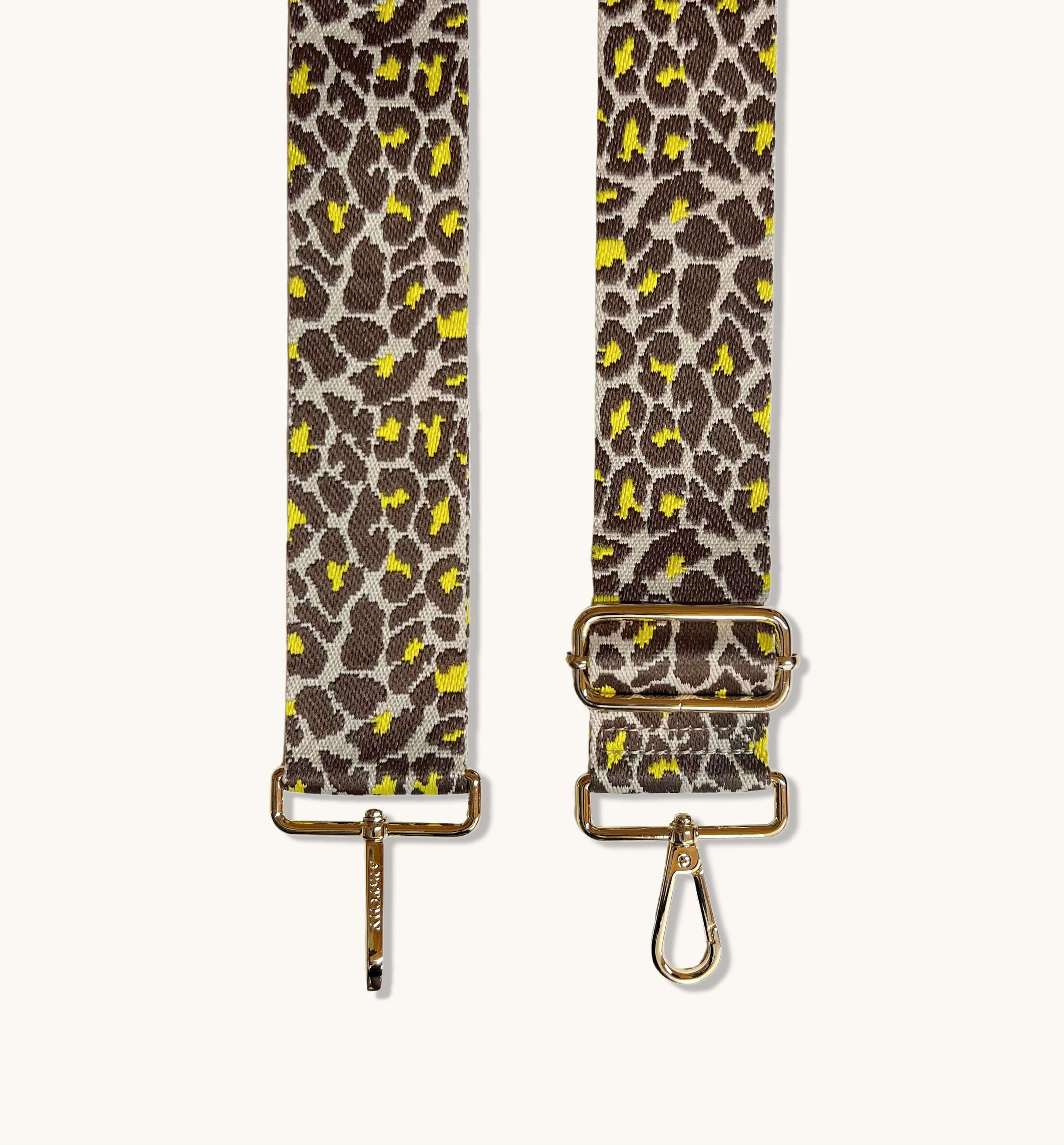 The Tassel Chocolate Leather Crossbody Bag With Lemon Cheetah Strap