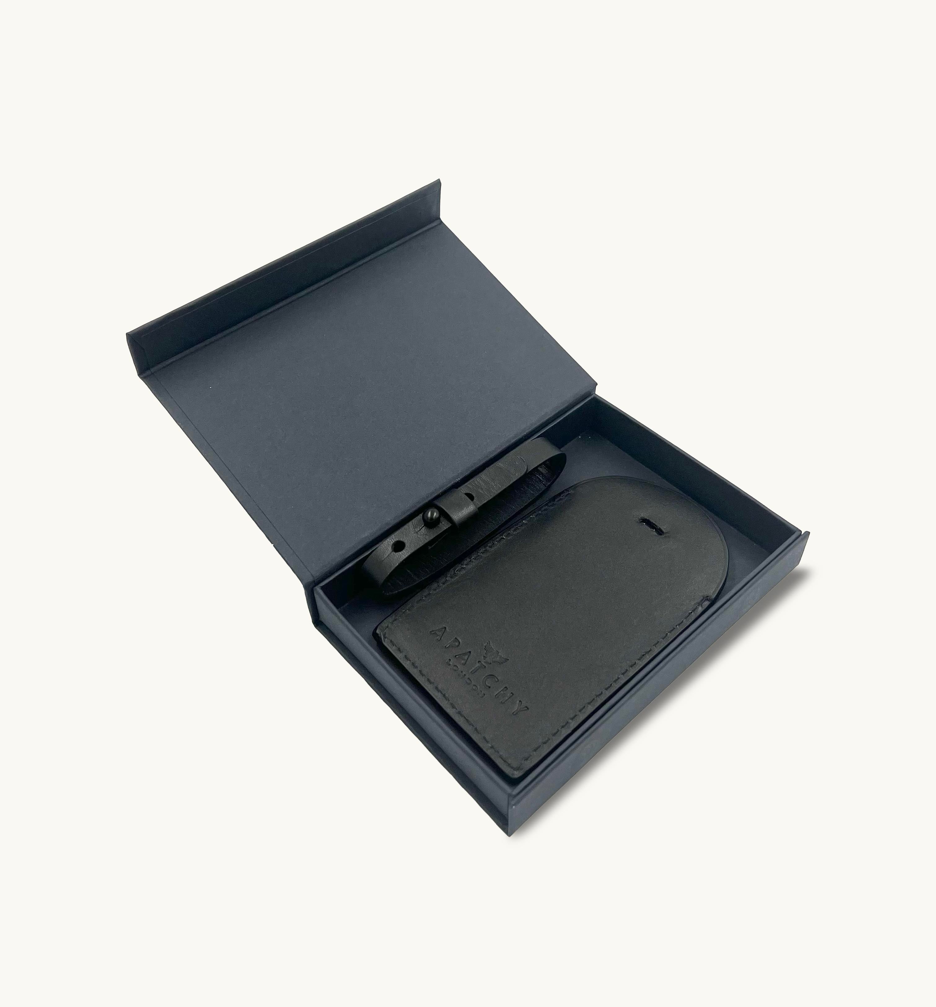 The Black Leather Luggage Tag