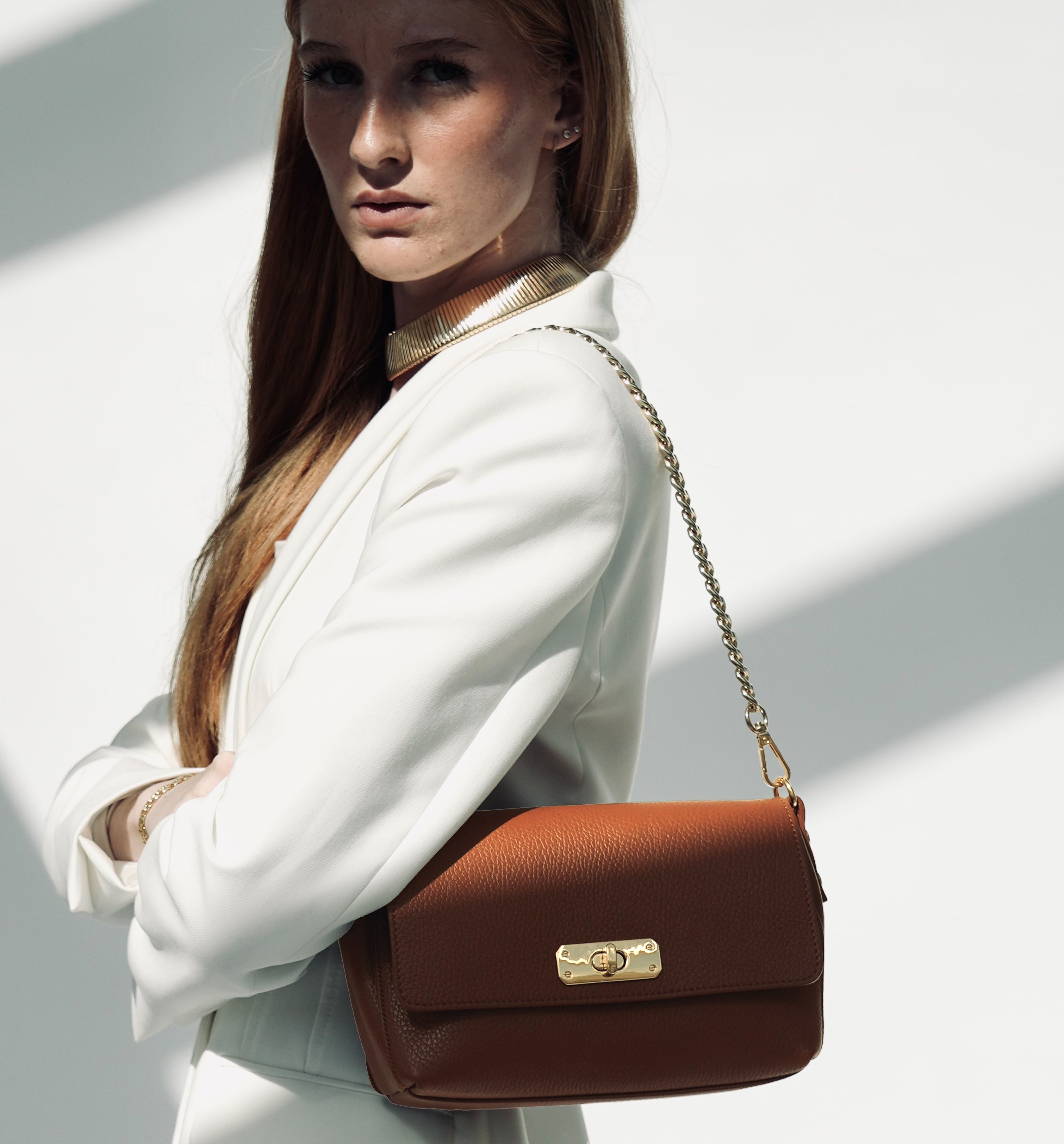 The Maisie Midi Tan Leather Bag