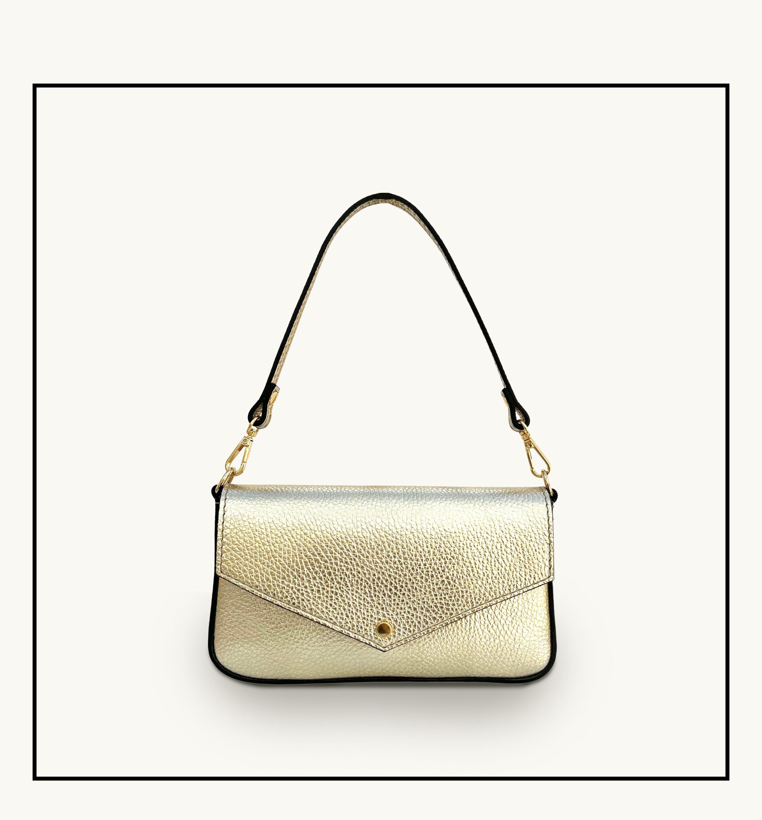 The Munro Gold Leather Shoulder Bag