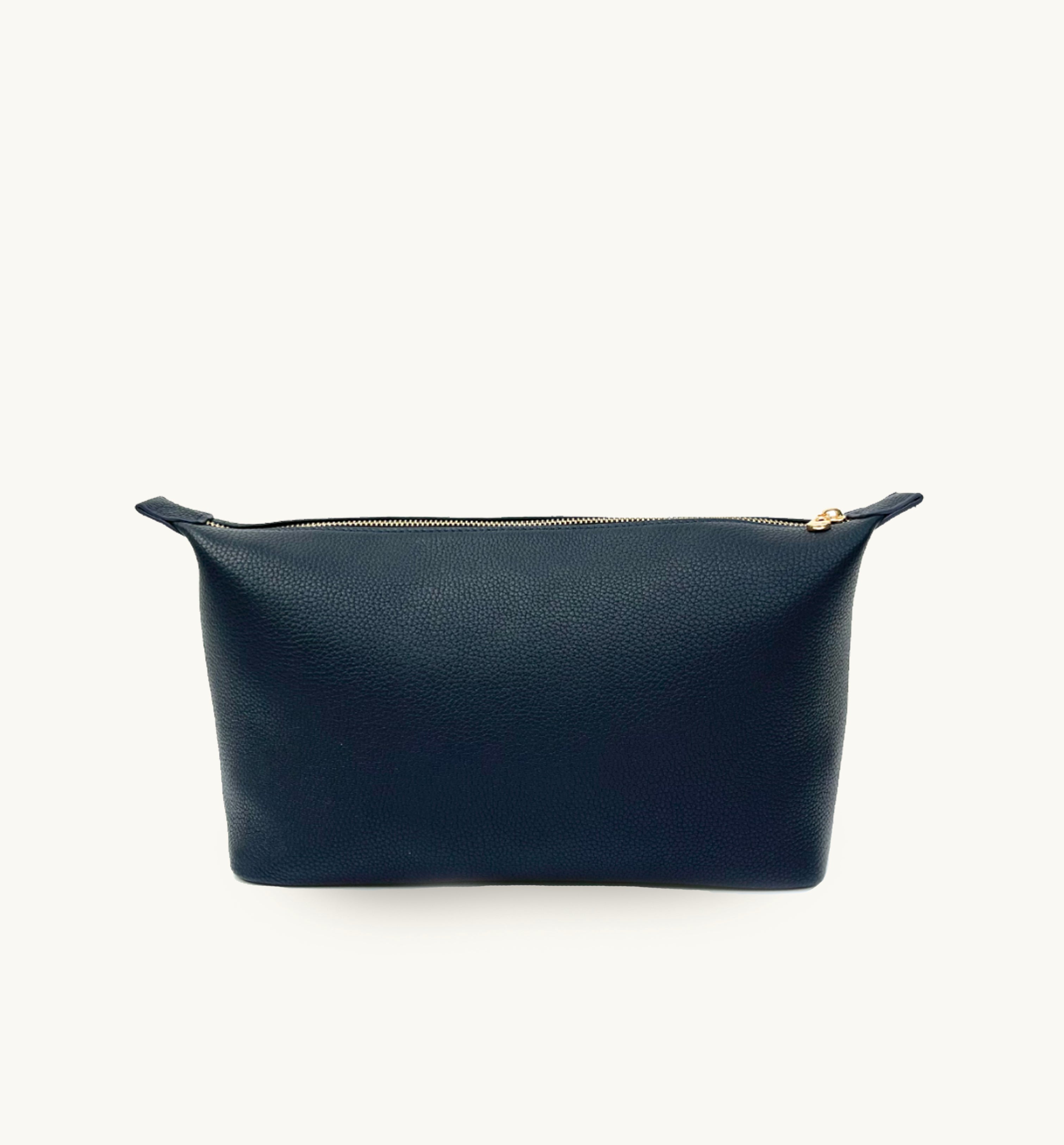 Large Leather Navy Wash Bag