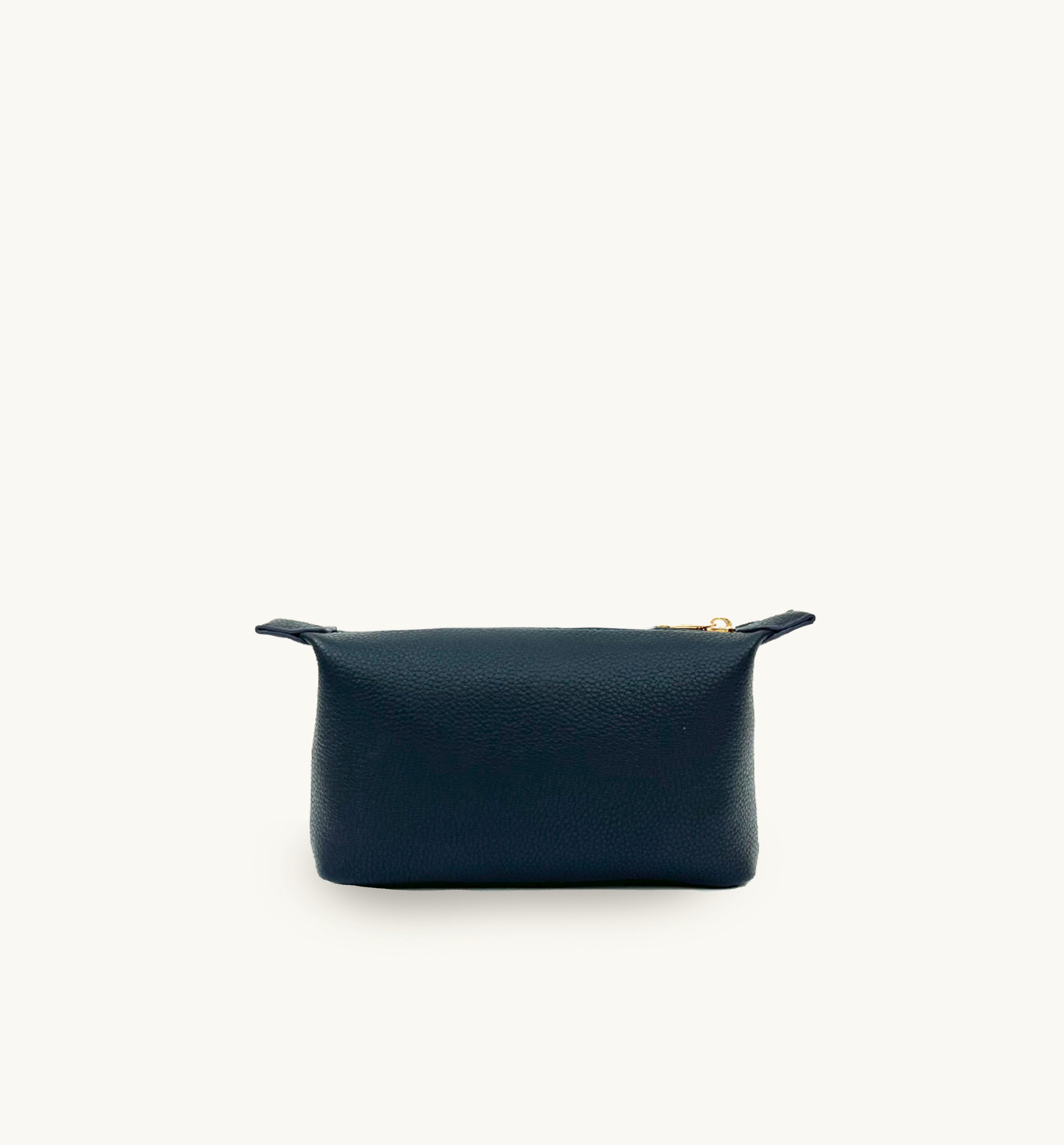 Small Leather Navy Makeup Bag