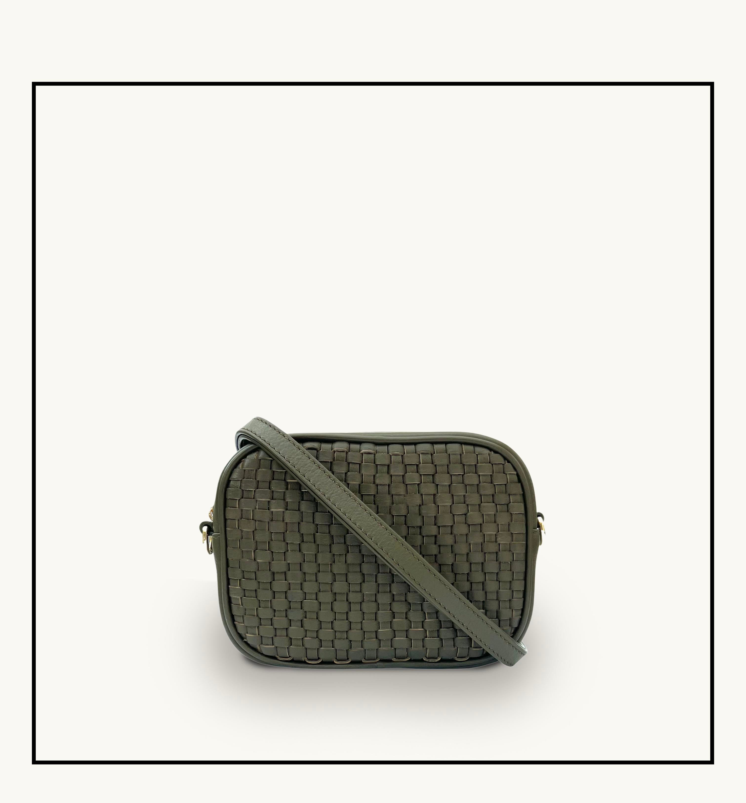 The Penelope Olive Woven Leather Camera Bag