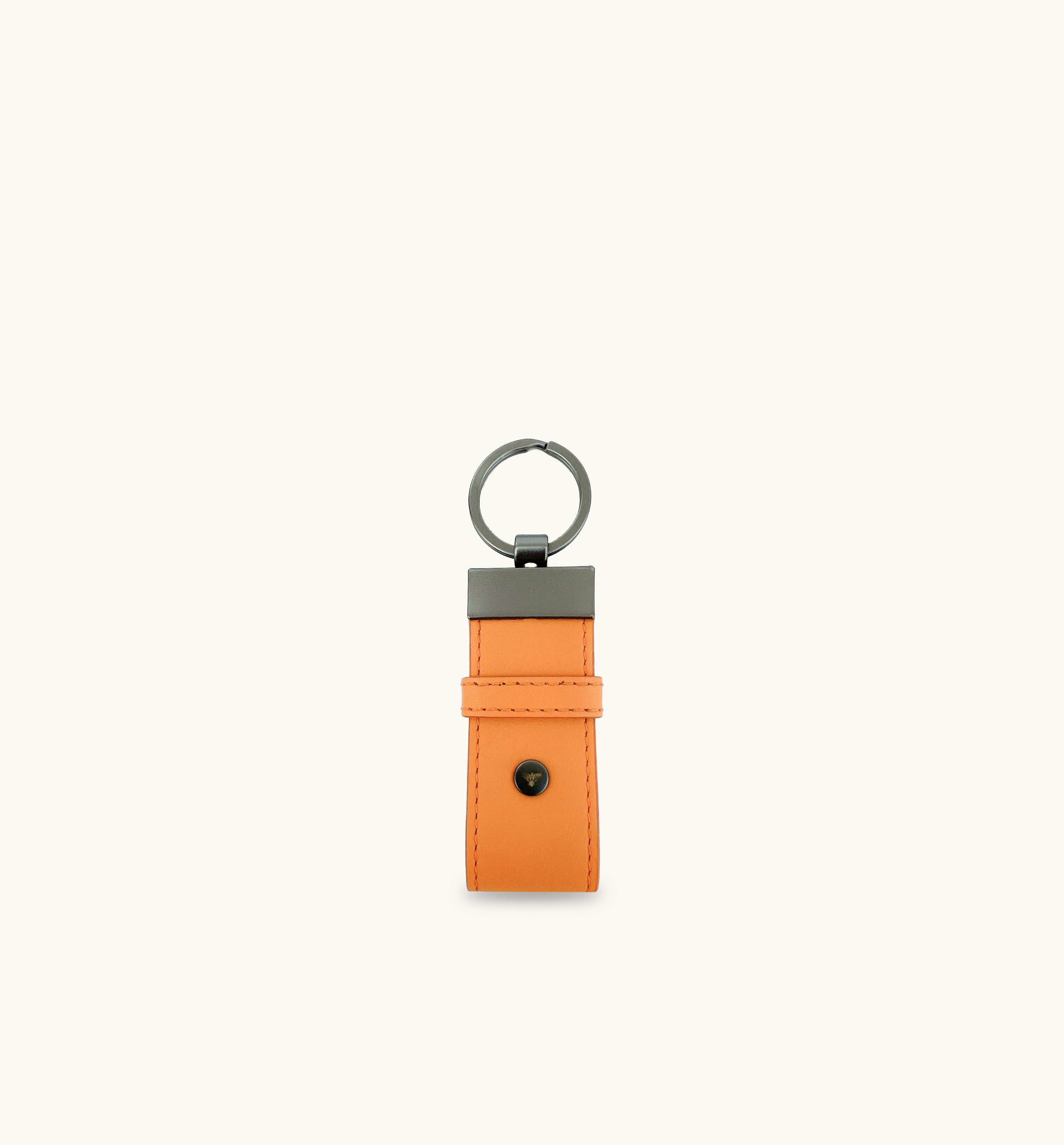 Orange Leather Loop Keyring and Black Cardholder Gift Set