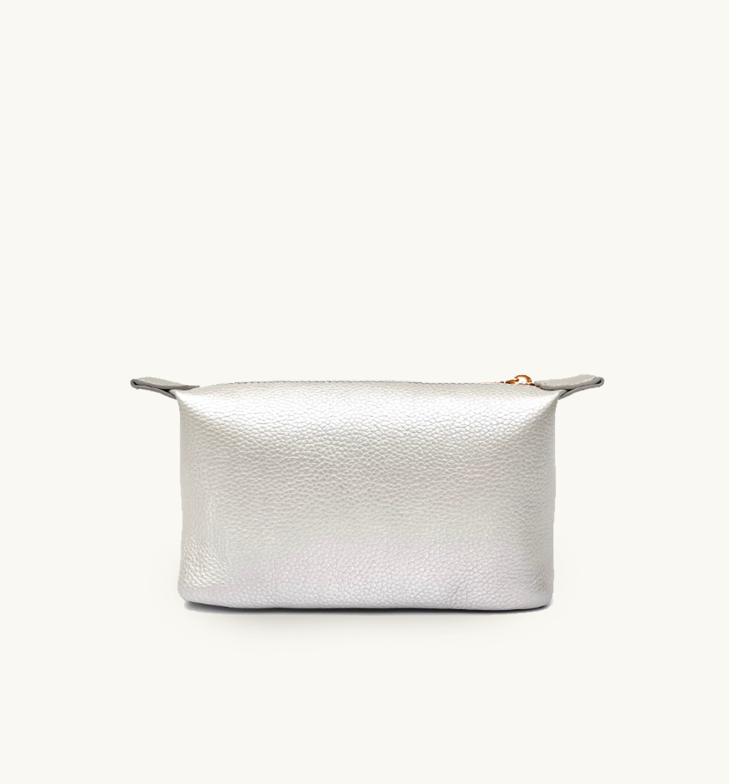 Medium Leather Silver Beauty Bag