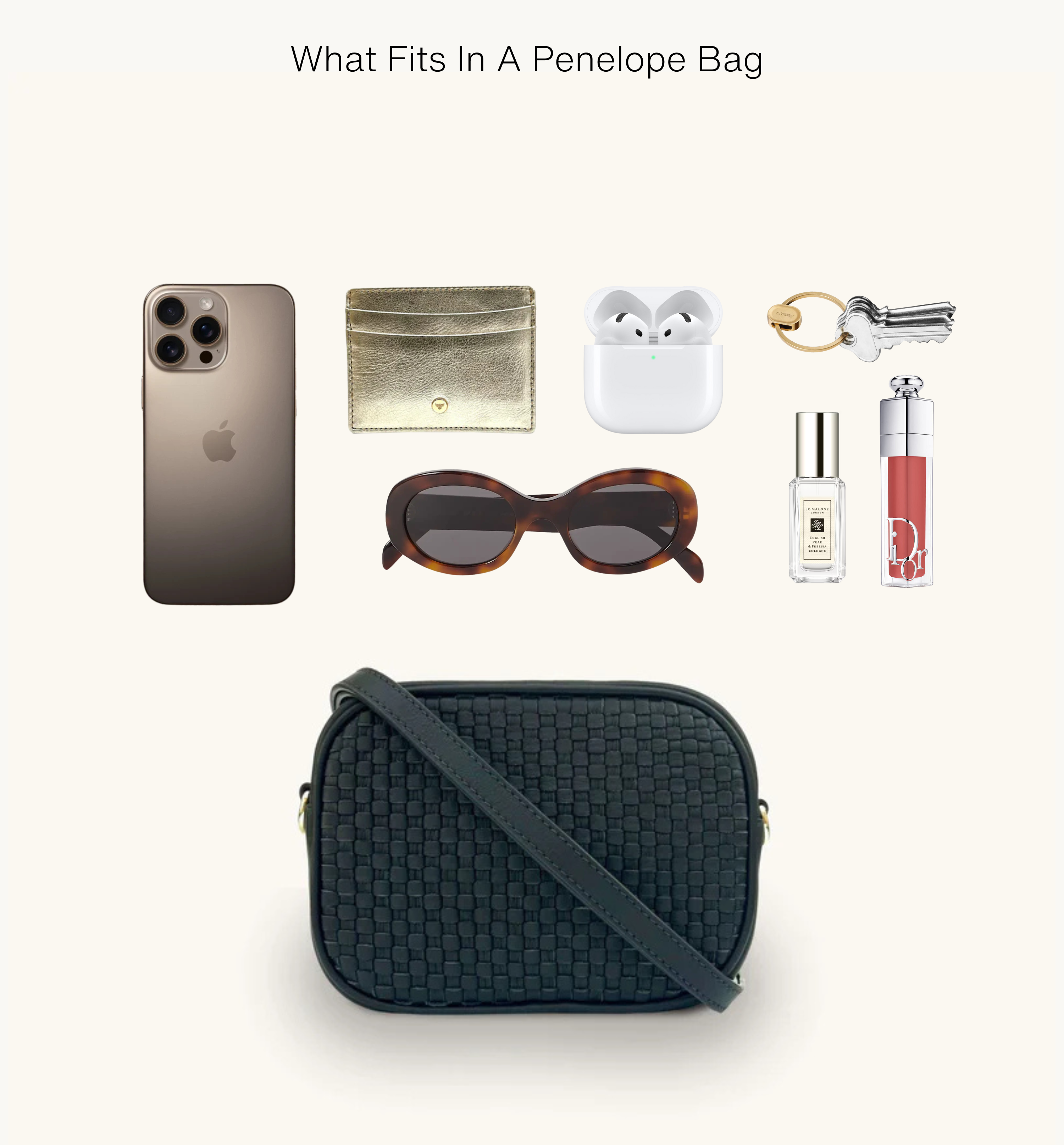 The Penelope Black Woven Leather Camera Bag