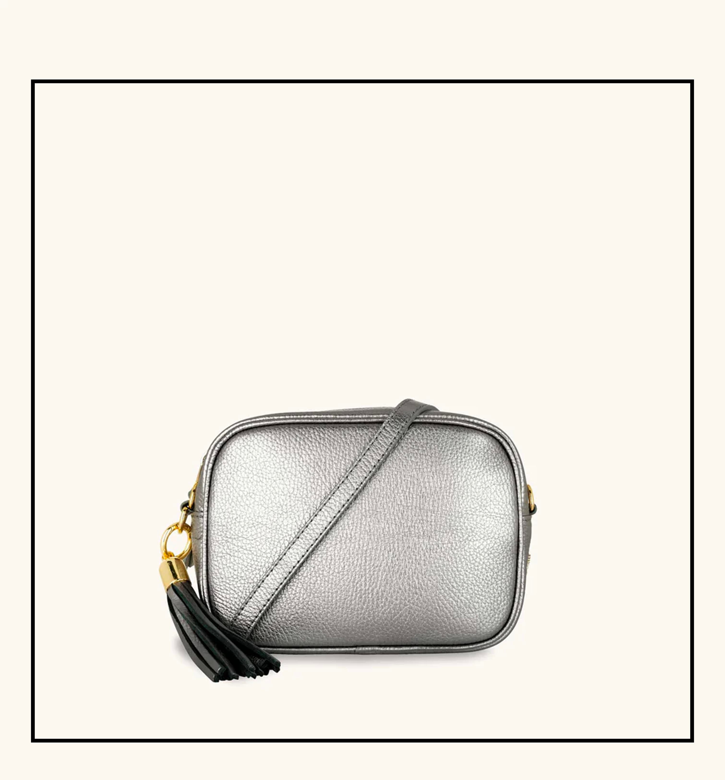 The Tassel Pewter Leather Crossbody Bag