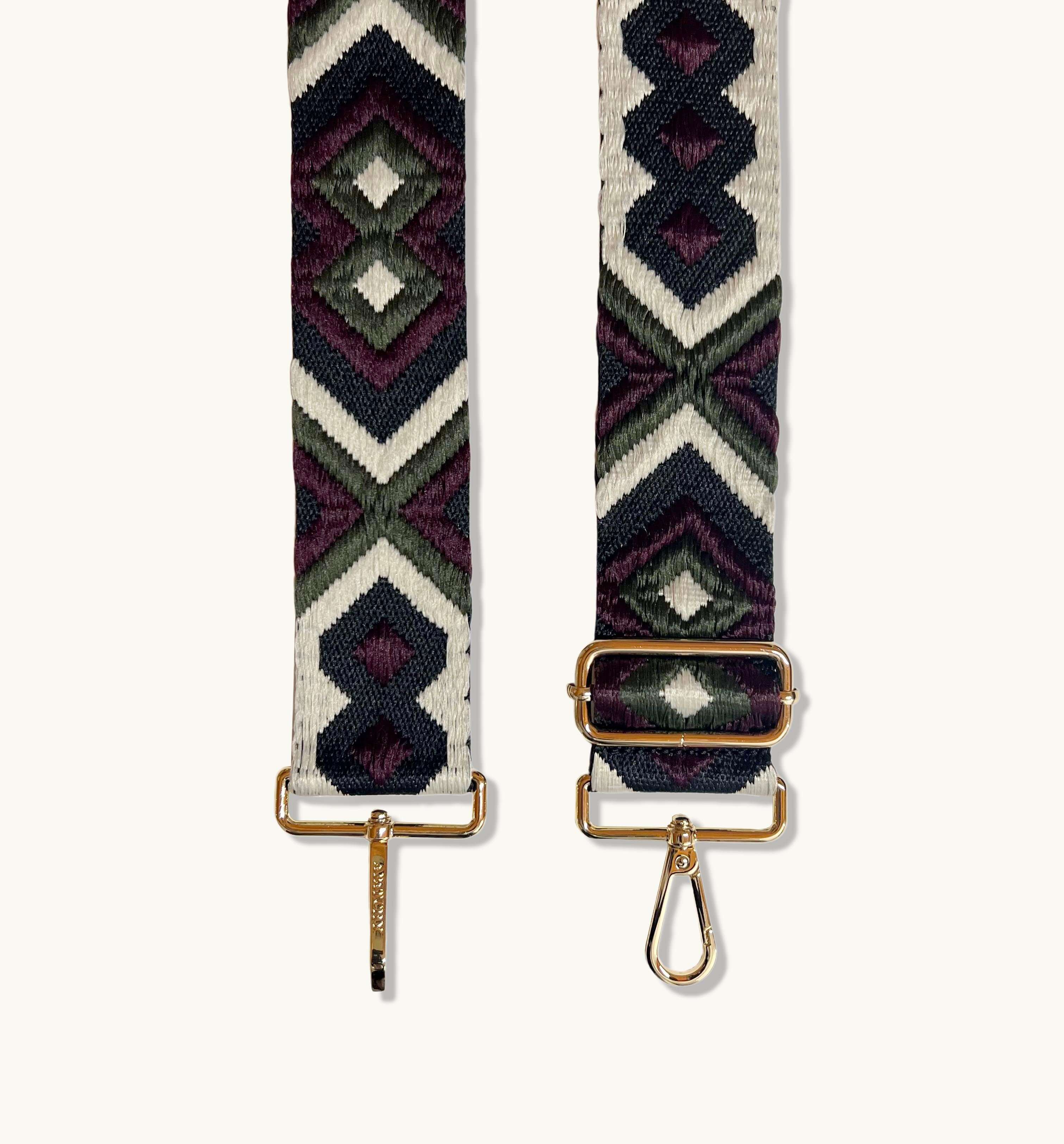 The Tassel Black Leather Crossbody Bag With Port & Olive Diamond Strap