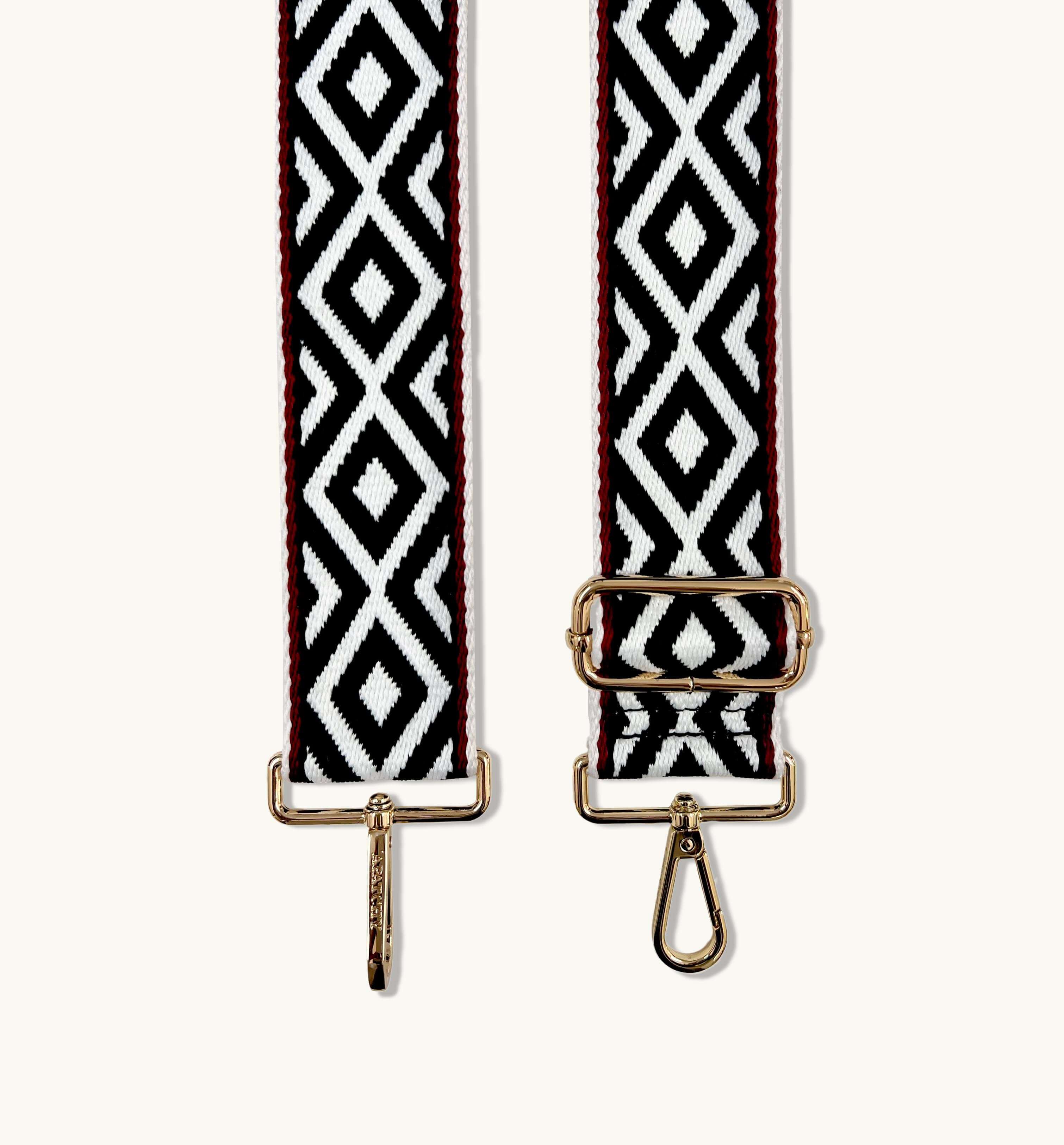 The Tassel Port Leather Crossbody Bag With Black & Red Aztec Strap