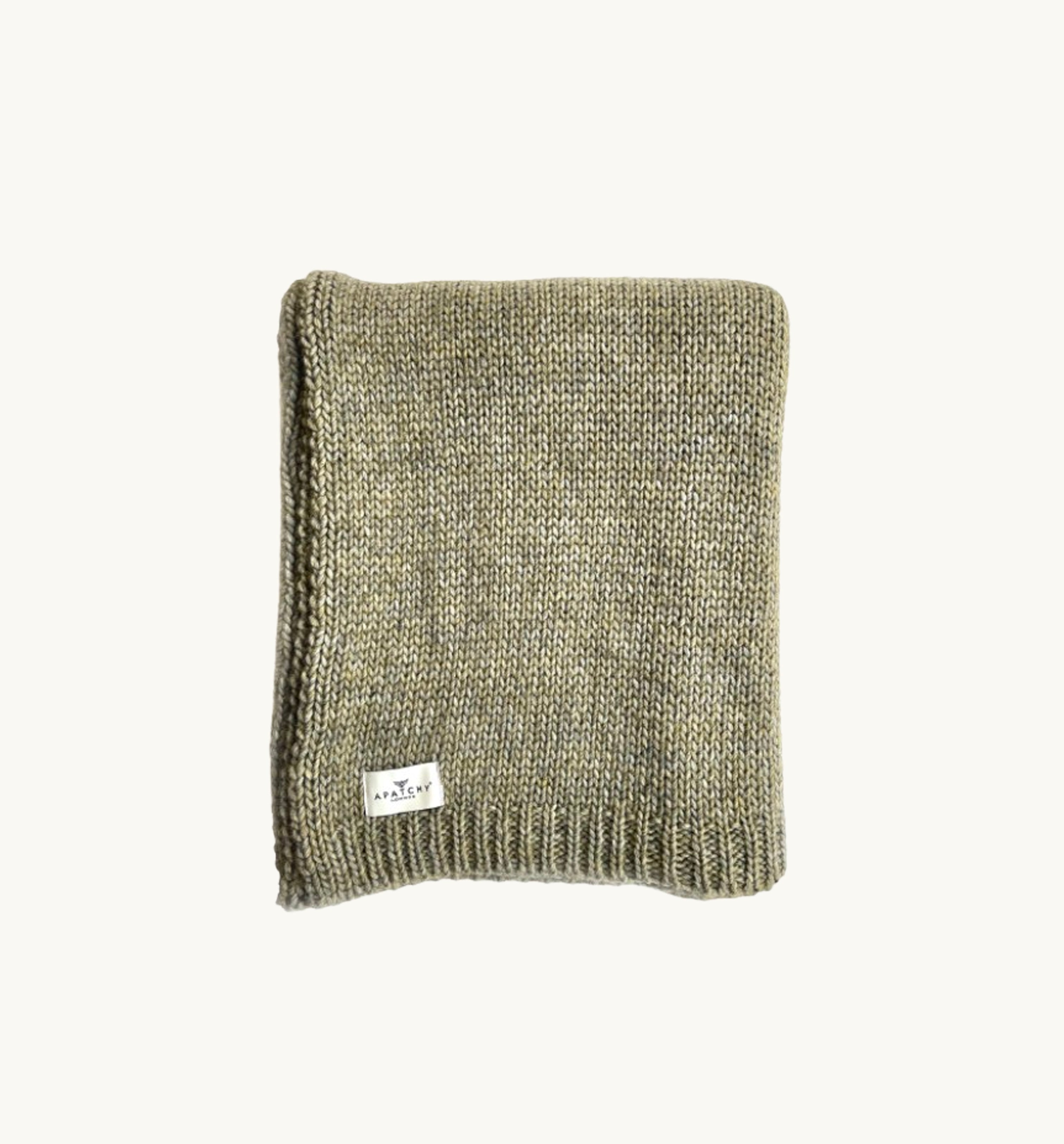 Sage Green Knitted Alpaca Wool Throw