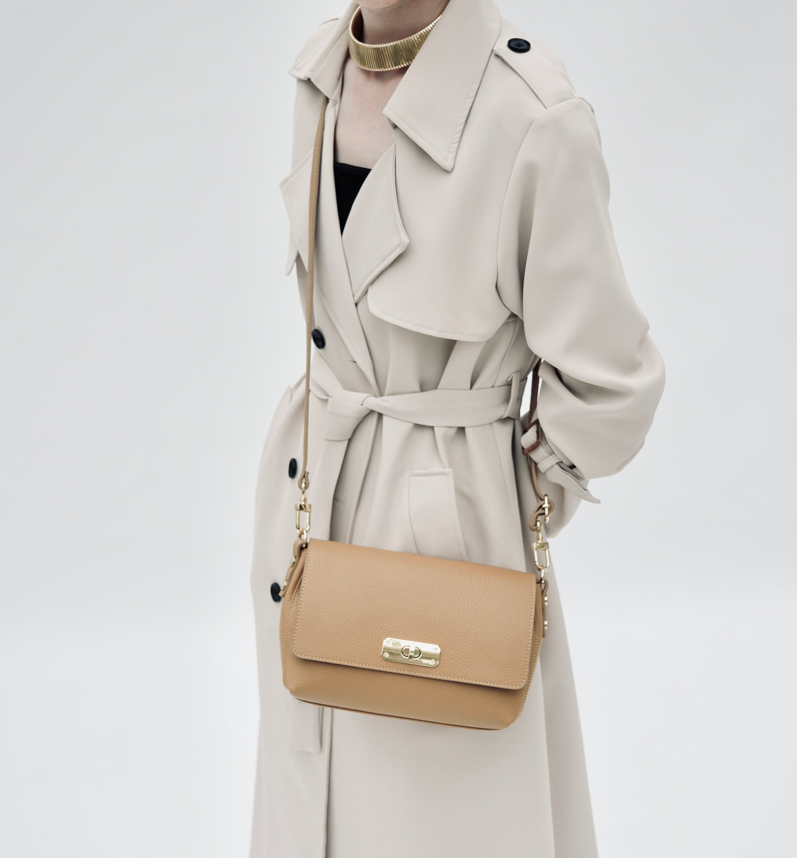 The Maisie Midi Sand Leather Bag